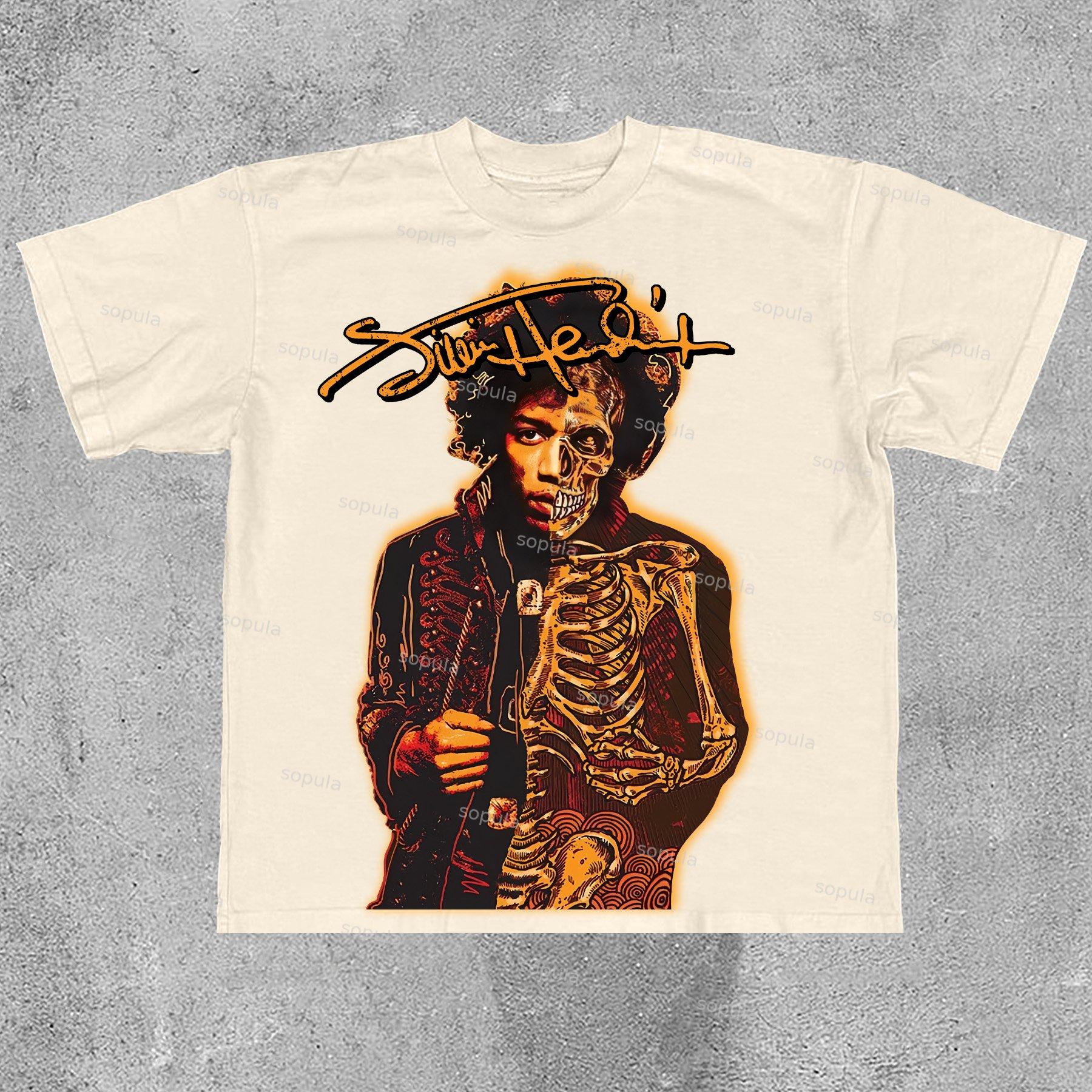 Sopula Jimi Hendrix Print Cotton T-Shirt Product Image