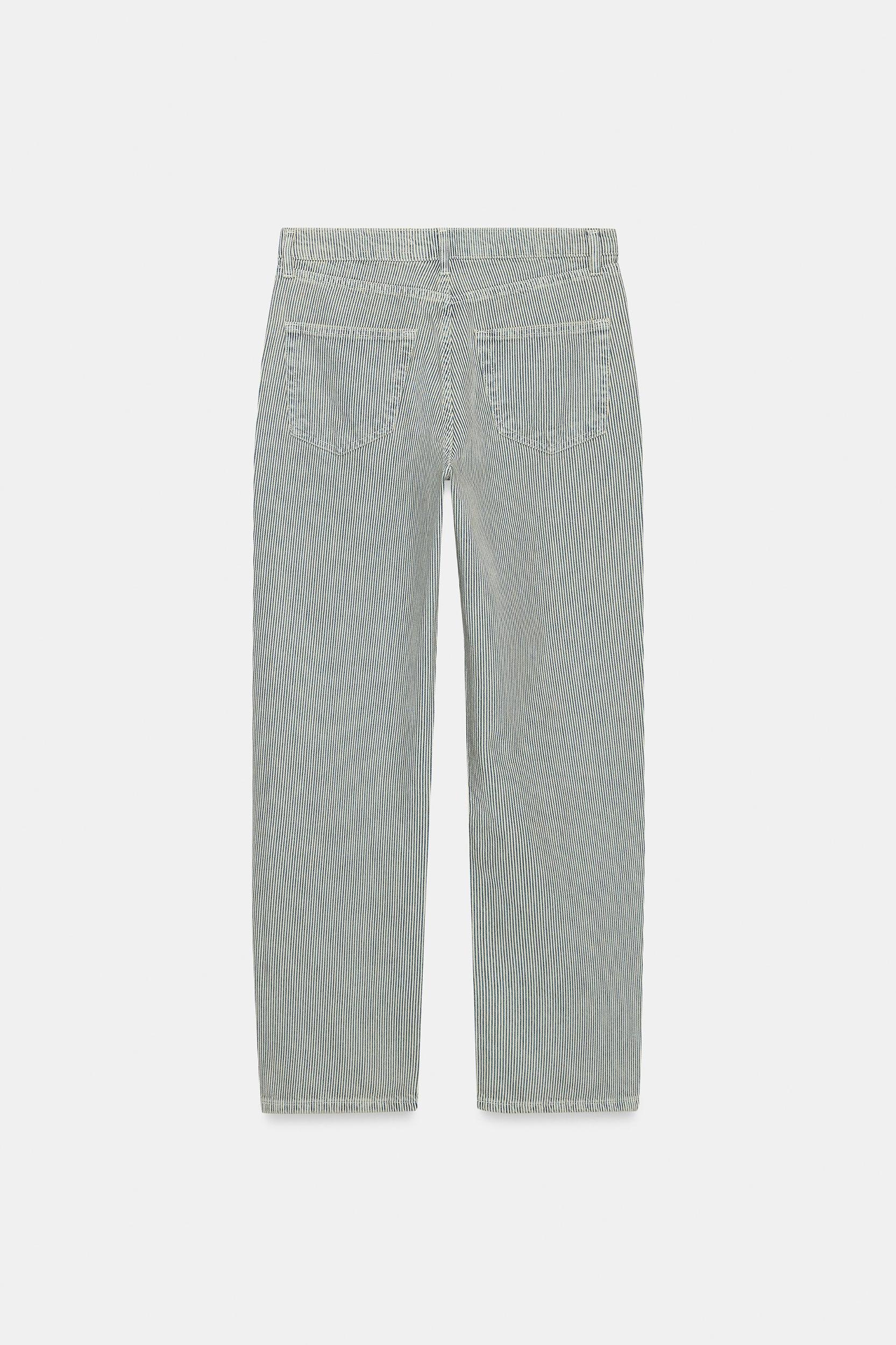 ZW COLLECTION LOW-RISE STRIPED STRAIGHT LEG JEANS Product Image