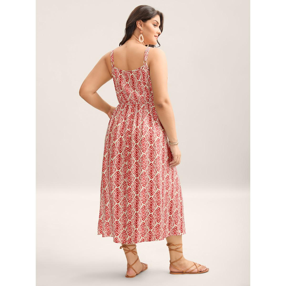 Plus Size Wavy Print Cami Flowy Maxi Dress Dirtypink Women Boho V-neck Sleeveless Curvy BloomChic 28/5X Product Image