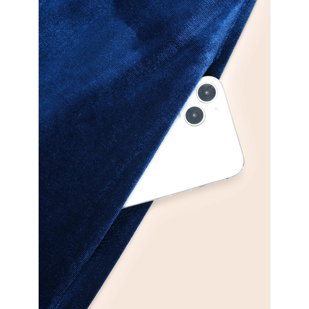 Plus Size Velvet Patchwork Chiffon Keyhole Midi Dress Indigo Women Cocktail Texture Party Curvy Bloomchic 26/4X Product Image