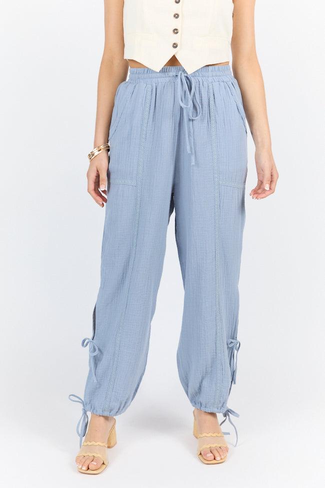 Sky High Blue Gauze Harem Pull On Pants FINAL SALE Product Image