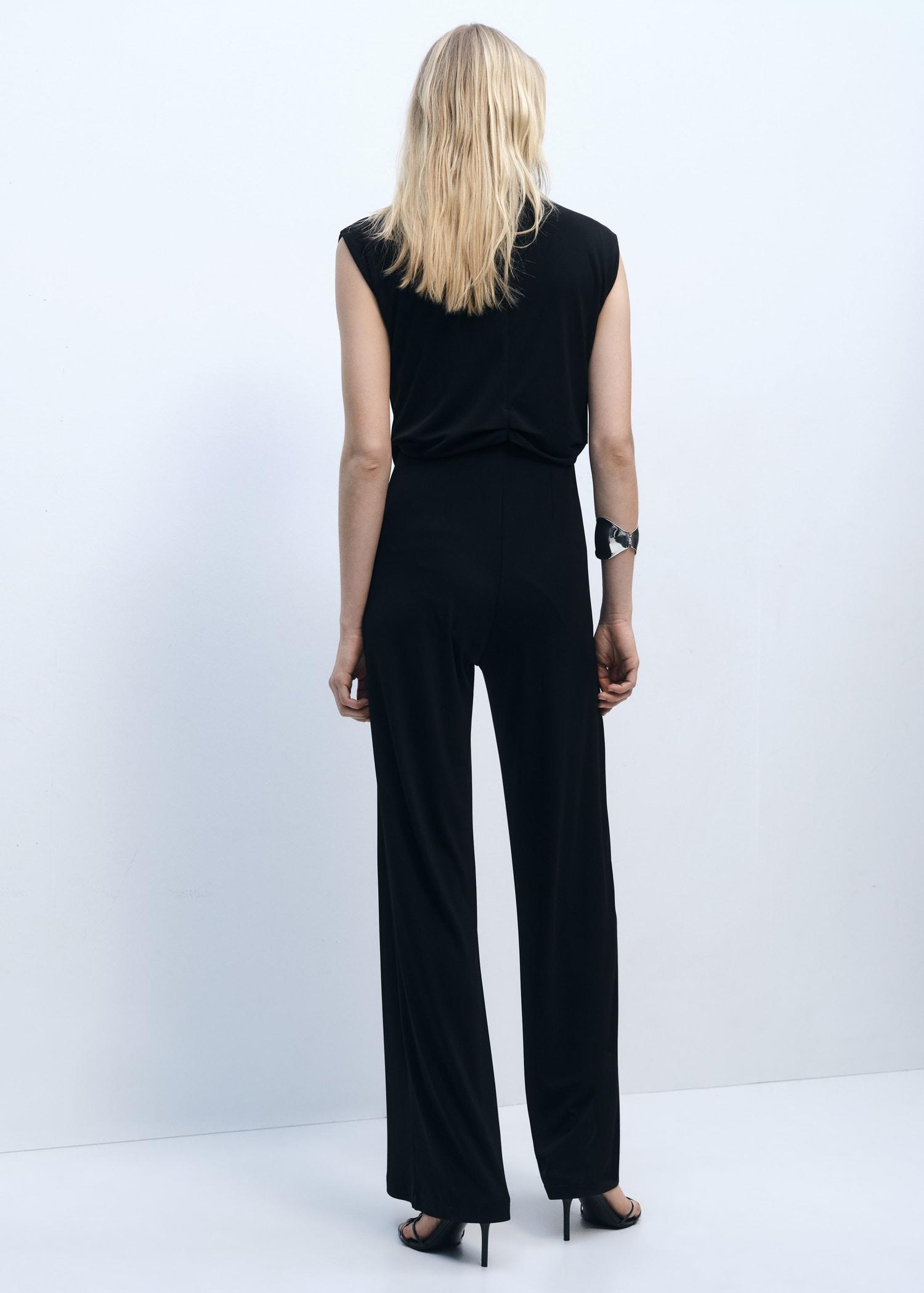 Straight-fit jumpsuit with draped neckline - Women | MANGO USA Product Image