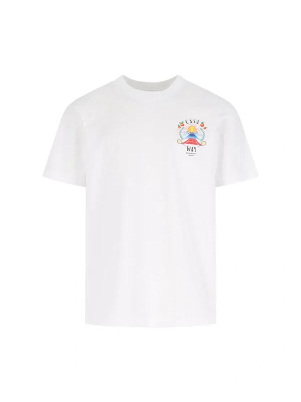 CASABLANCA Mens Casa Way Mountain Graphic-print Cotton-jersey T-shirt Xxxl In White Product Image