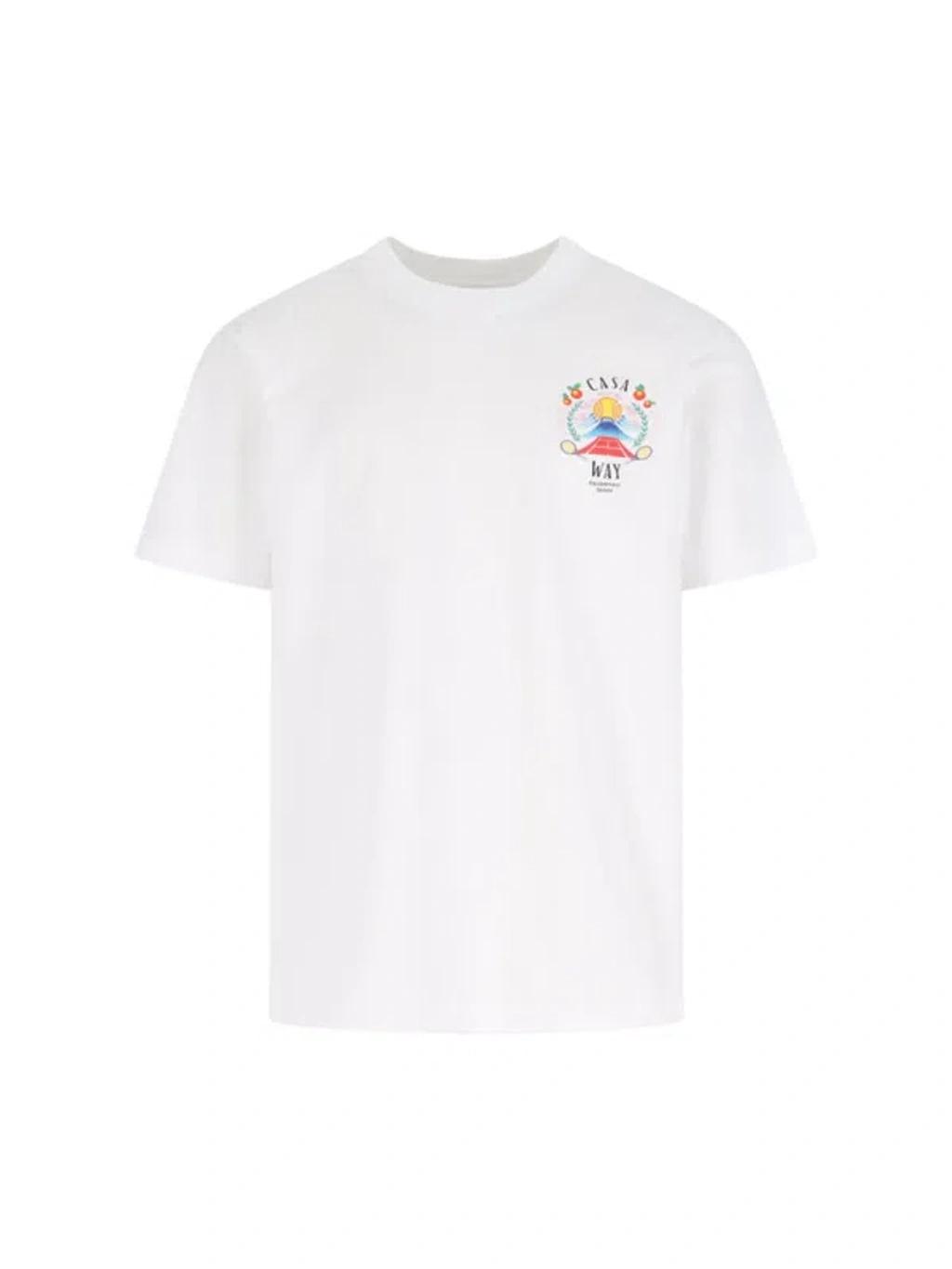 CASABLANCA Mens Casa Way Mountain Graphic-print Cotton-jersey T-shirt Xxxl In White Product Image