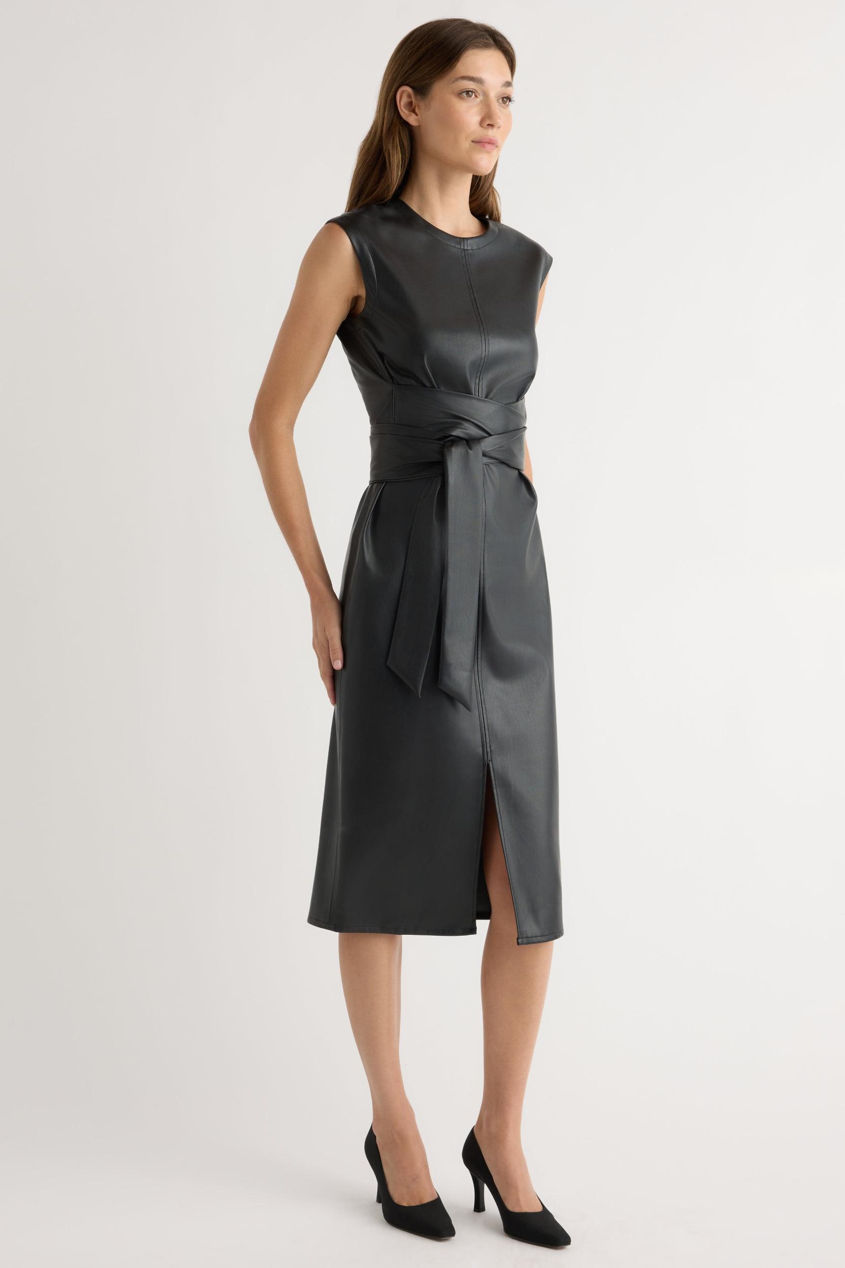 Pilar Vegan Leather Tie-Front Dress Product Image
