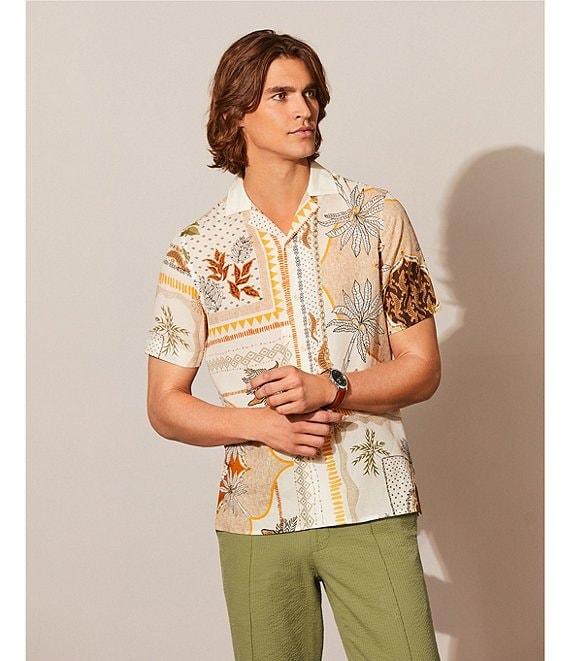 Murano Crocodile World Collection Slim Fit Placed Bandana Print Short Sleeve Woven Camp Shirt Product Image