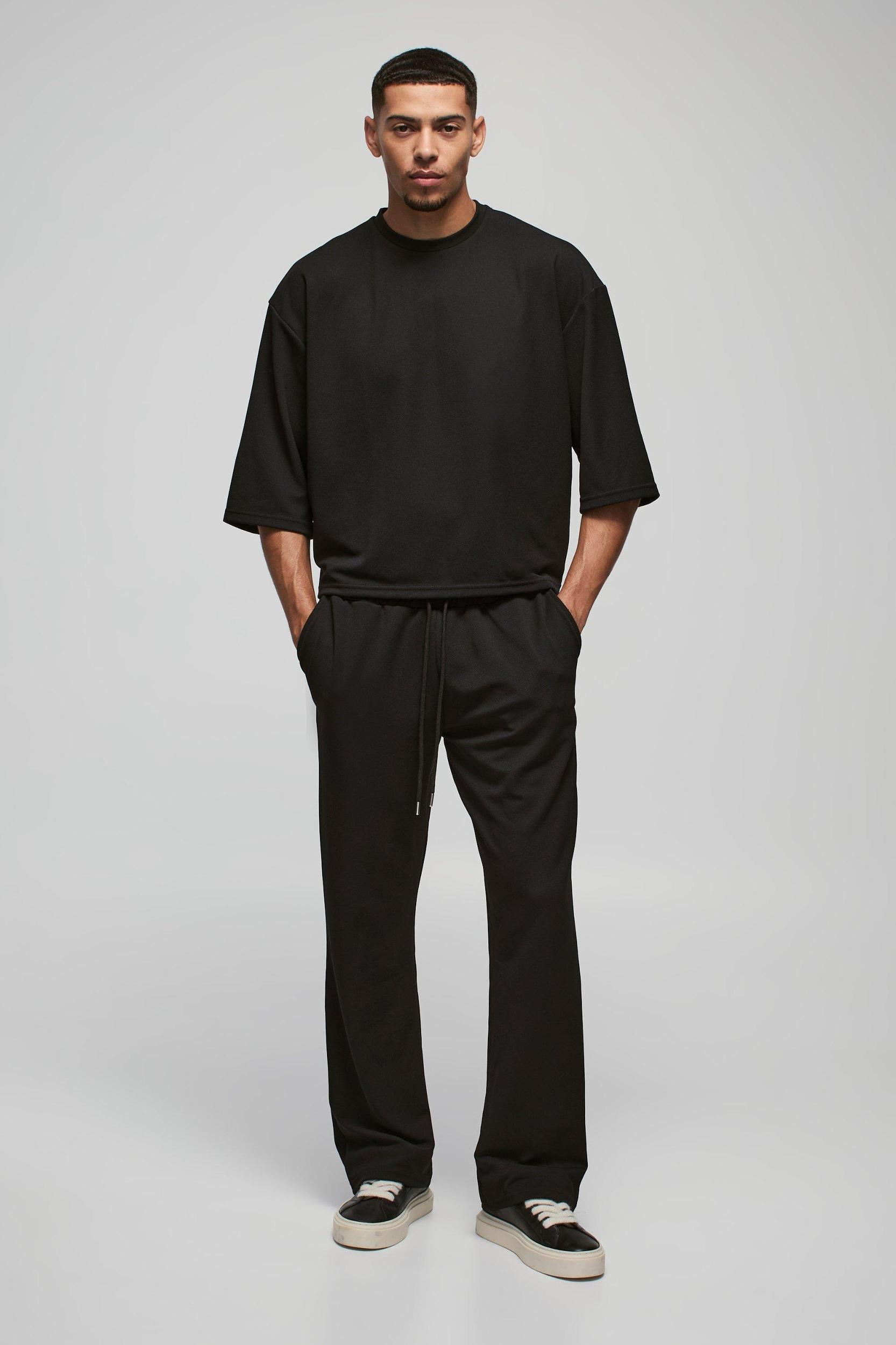 Oversized Jersey Twill Boxy Half Sleeve T-shirt and Sweatpants set | boohooMAN USA Product Image
