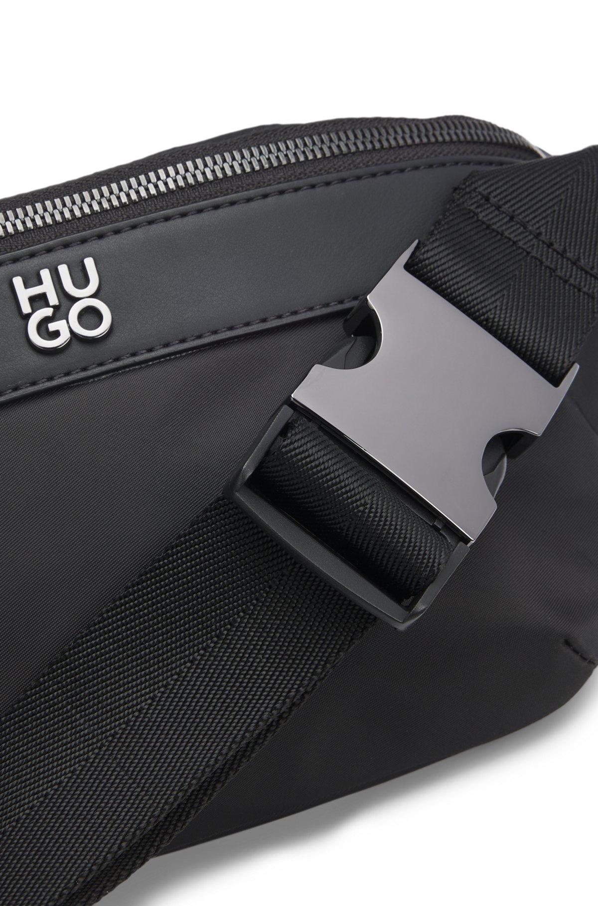 HUGO - Twill belt bag with stacked-logo trim - Black Product Image
