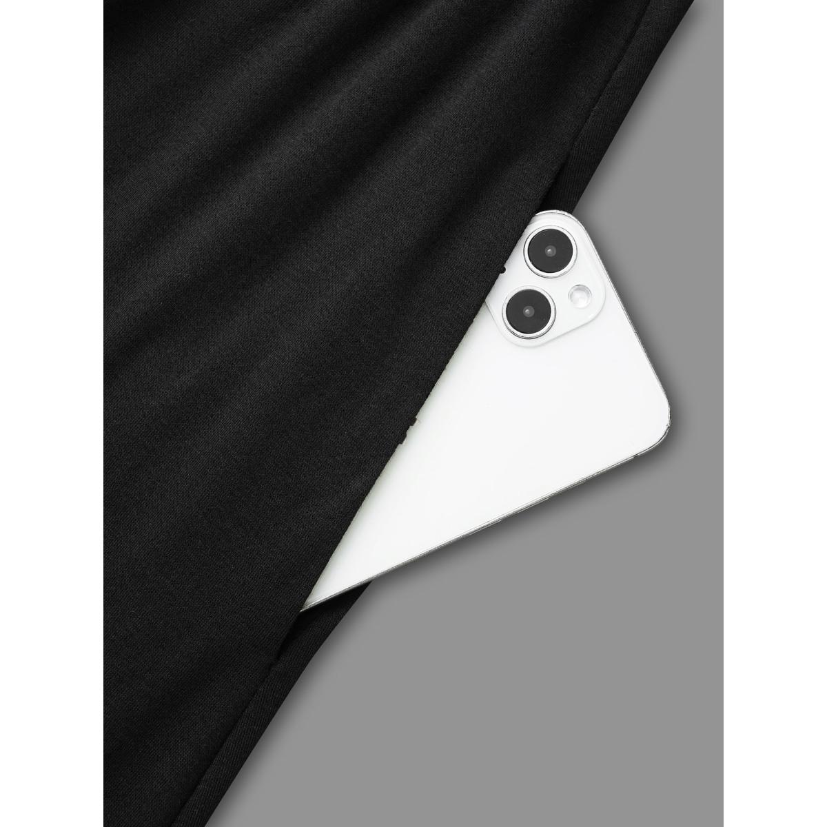 Plus Size V Neck Heather Patchwork Knit Dress Black Women Casual Contrast Knit Dresses Bloomchic 14-16/1X Product Image