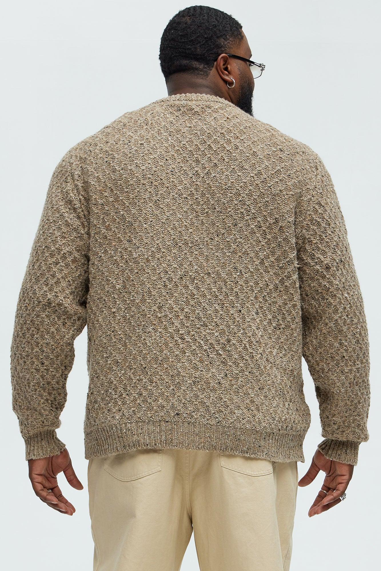 Who's He Textured Crewneck Sweater - Taupe Product Image