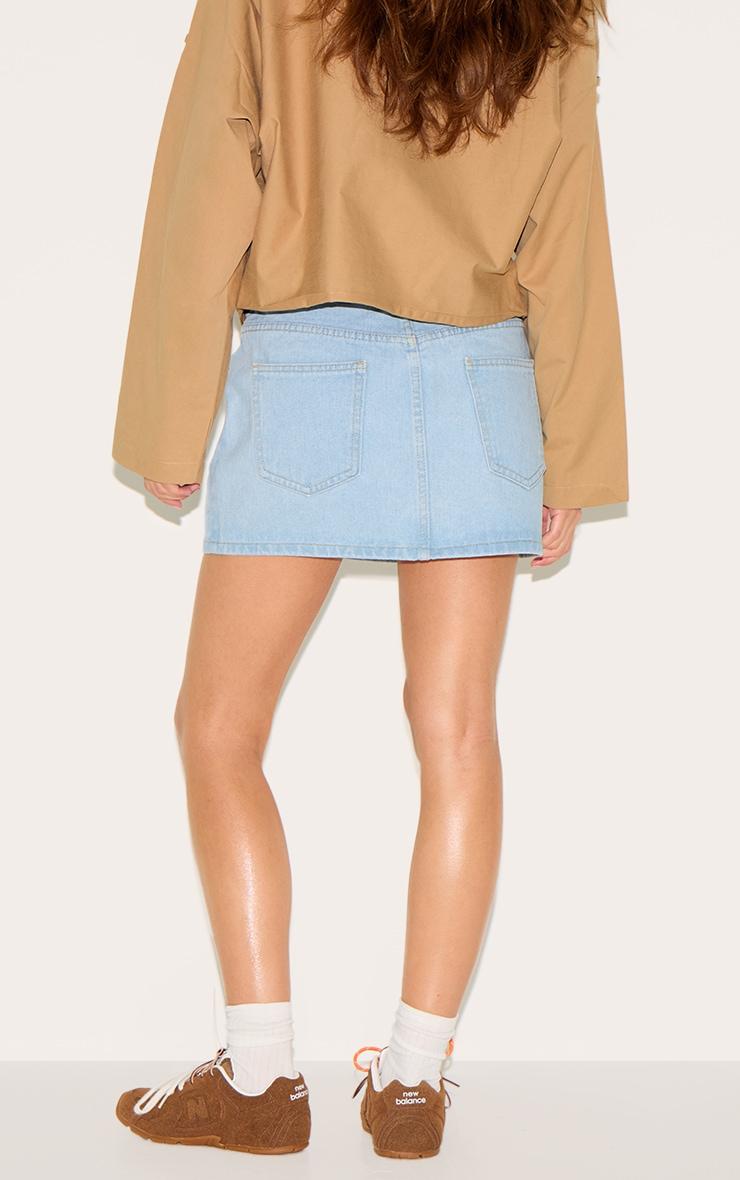 Light Blue Rigid Denim Mini Skirt Product Image