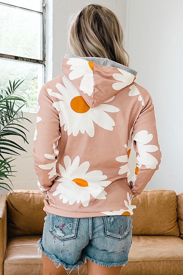 Pink Daisy Print Sweatshirt Product Image