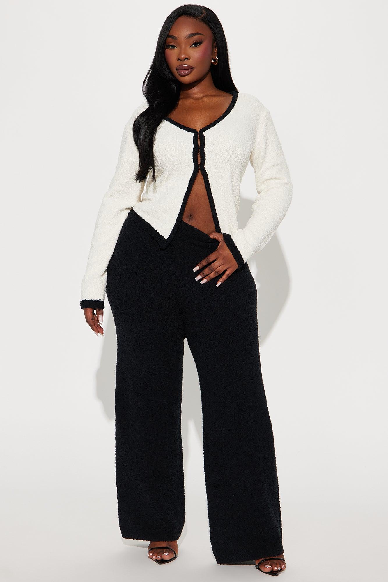 Alanna Cozy Wide Leg Pant Set - Black/combo Female Product Image