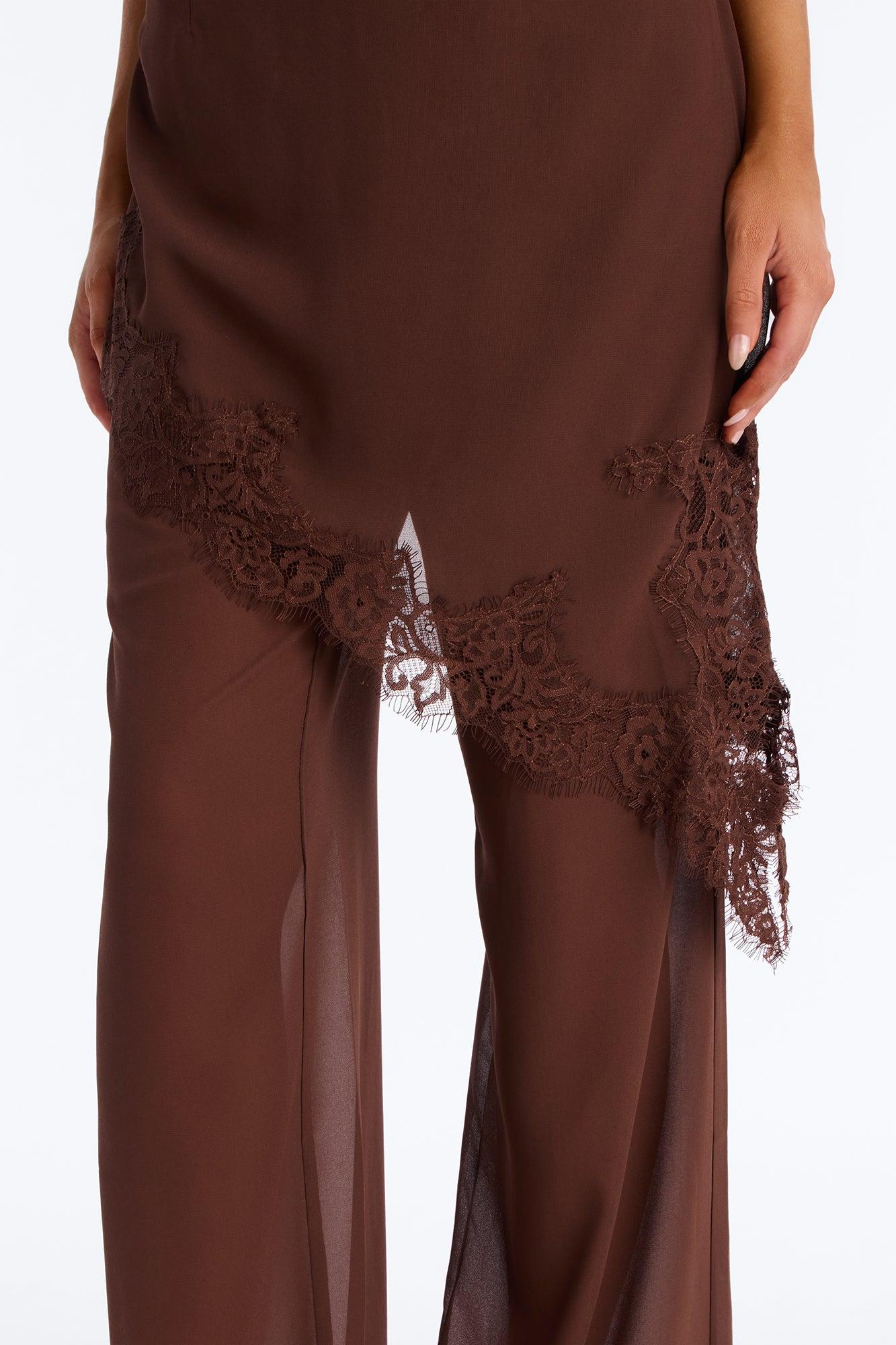 Current Mood Chiffon Halter Pant Set - Brown Female Product Image