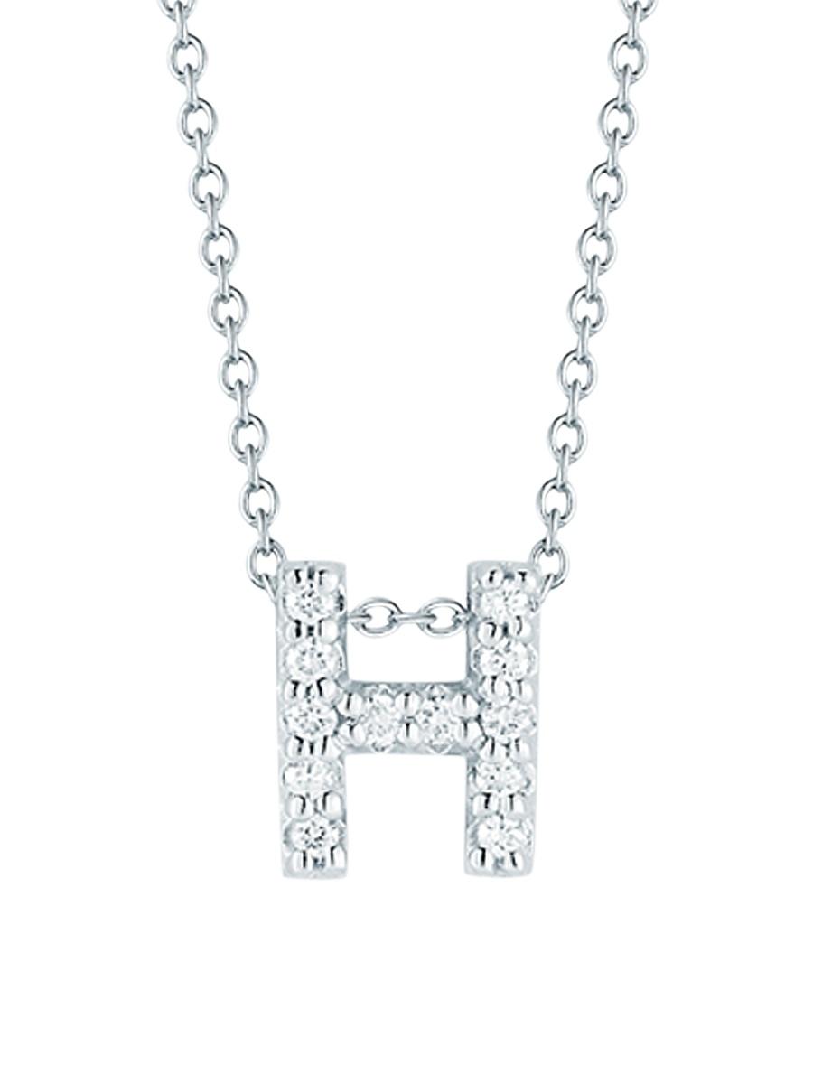 Womens Tiny Treasures 0.08 TCW Diamond & 18K White Gold Initial Necklace Product Image