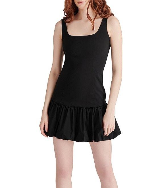Steve Madden Ravenna Woven Square Neck Sleeveless Bubble Hem Drop Waist Mini Dress Product Image