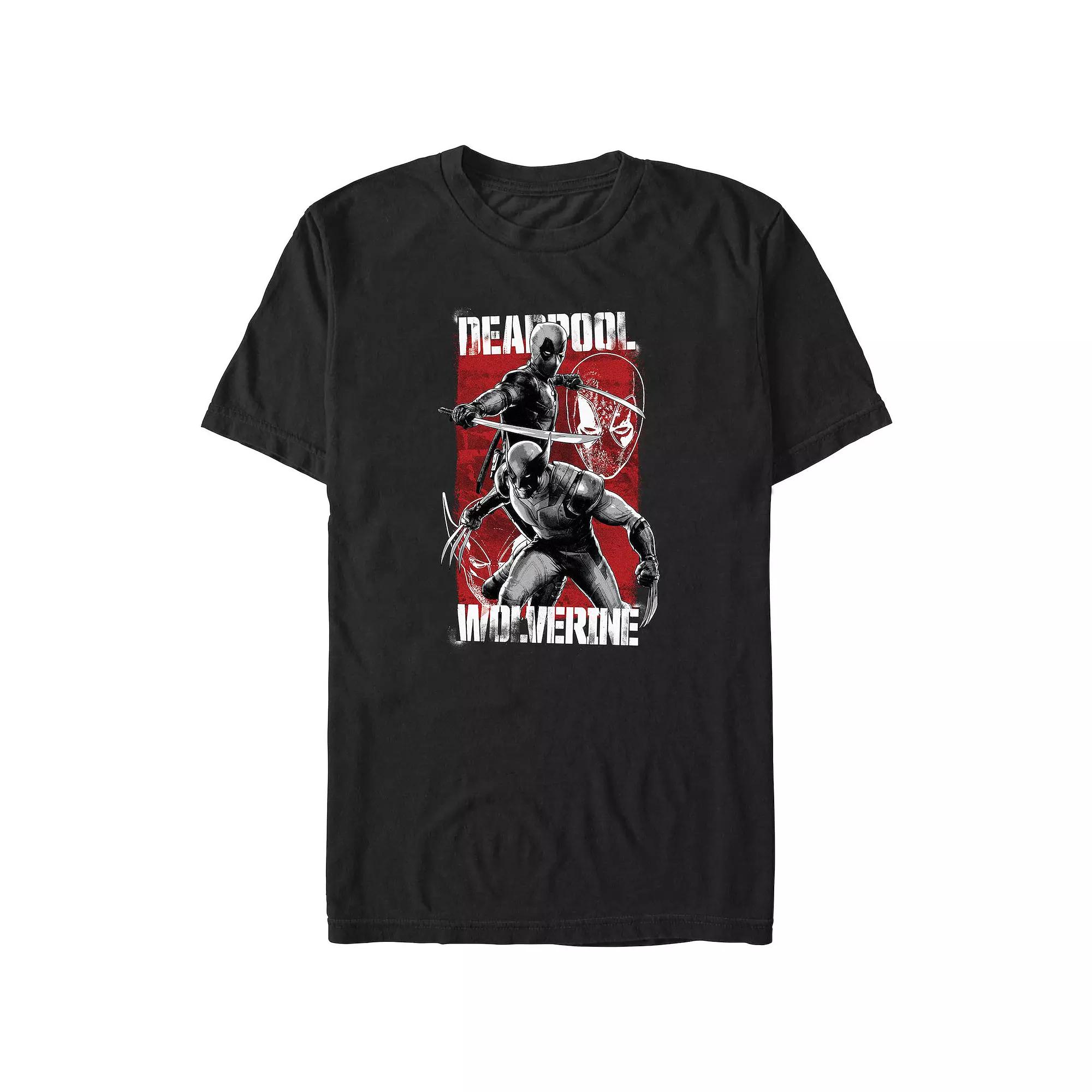 Men's Marvel Deadpool And Wolverine Red Poster Graphic Tee,  Product Image