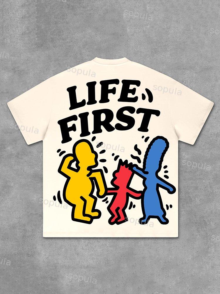 Life First Graffiti Flat Graphic Cotton T-Shirt Product Image