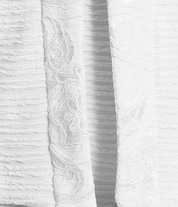 Le Bos Round Neck 3/4 Sleeve Embroidered Mesh Trim Textured 2-Piece Jacket Dress Product Image