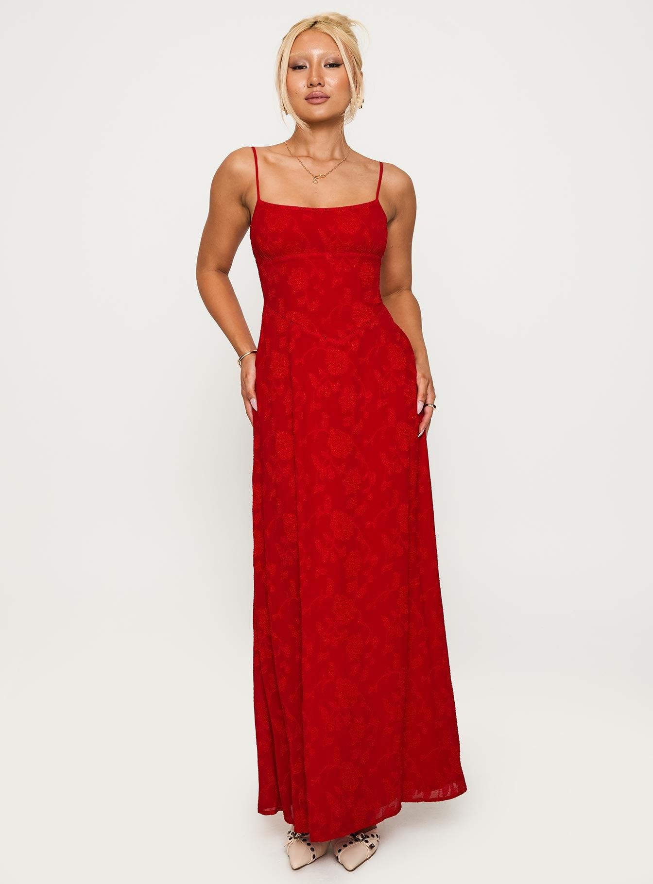 South Of France Maxi Dress Red Product Image