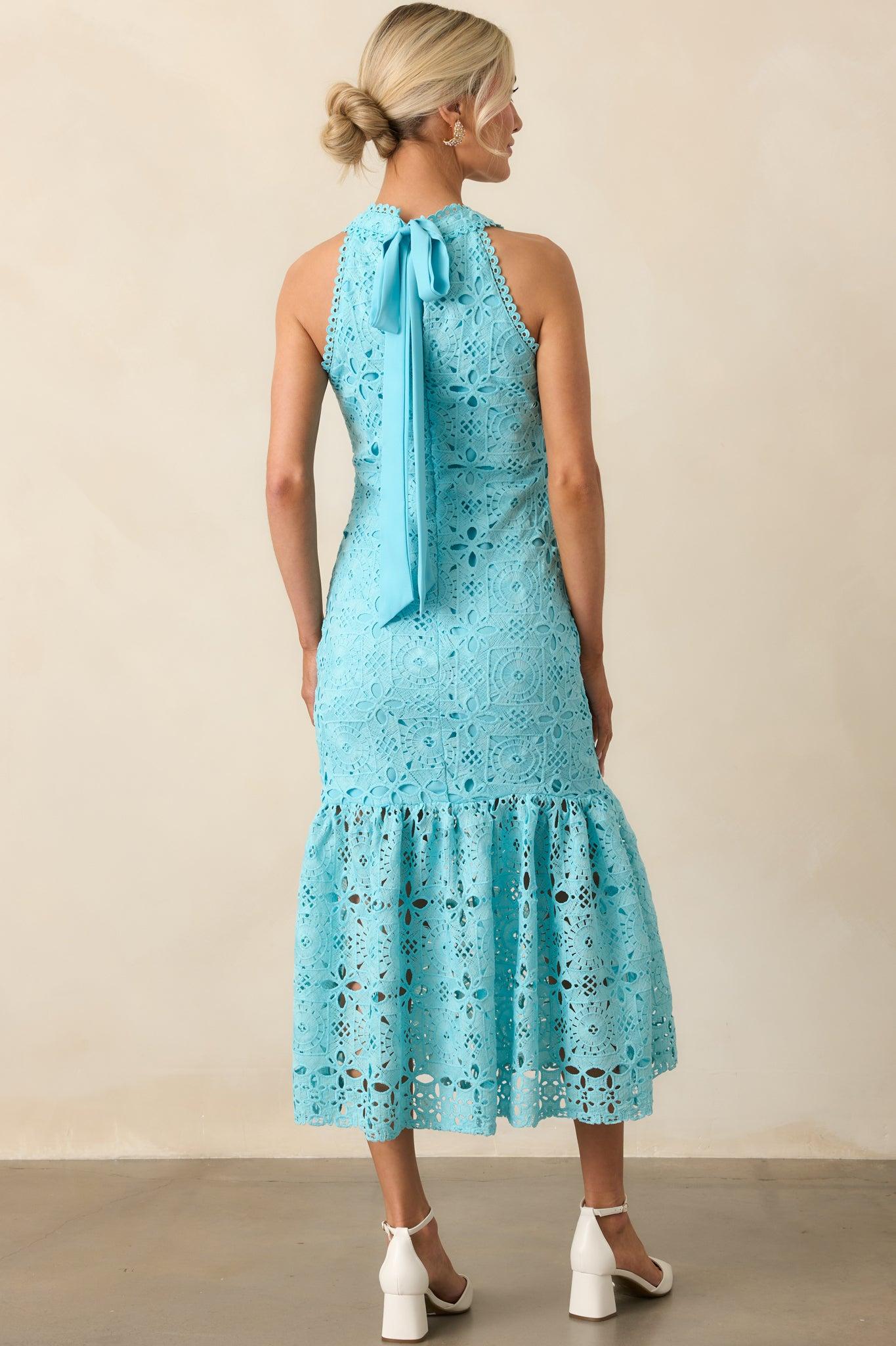 It's A New Day Horizon Blue Floral Embroidered Maxi Dress Product Image