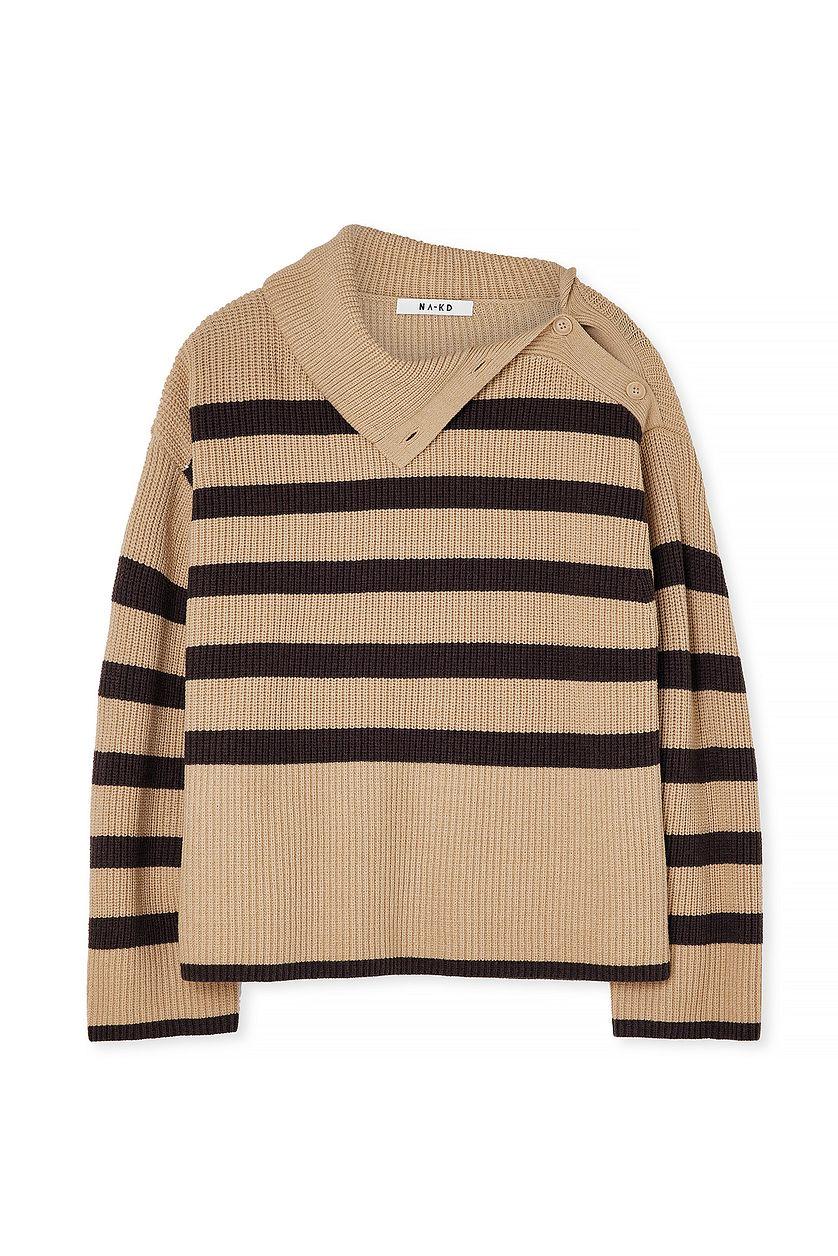Striped Knitted Turtleneck Sweater Product Image