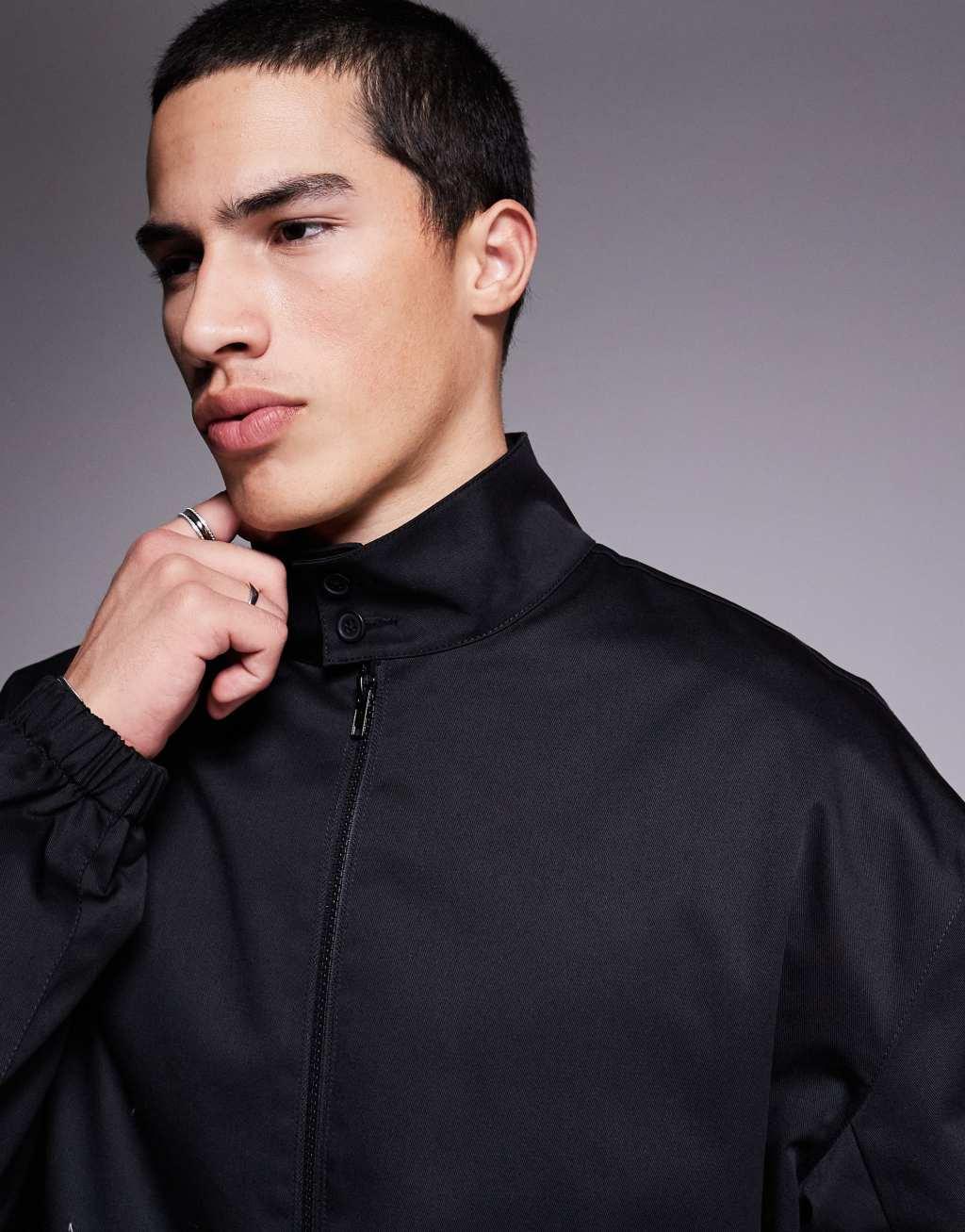 ASOS DESIGN oversized track jacket in black Product Image
