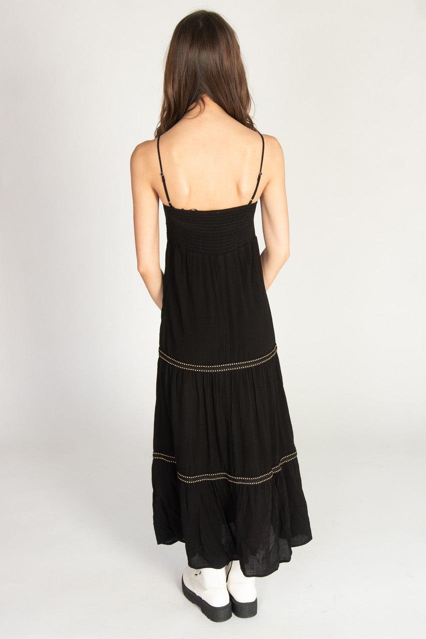 Embroidered Detail Gauze Tiered Maxi Dress Product Image