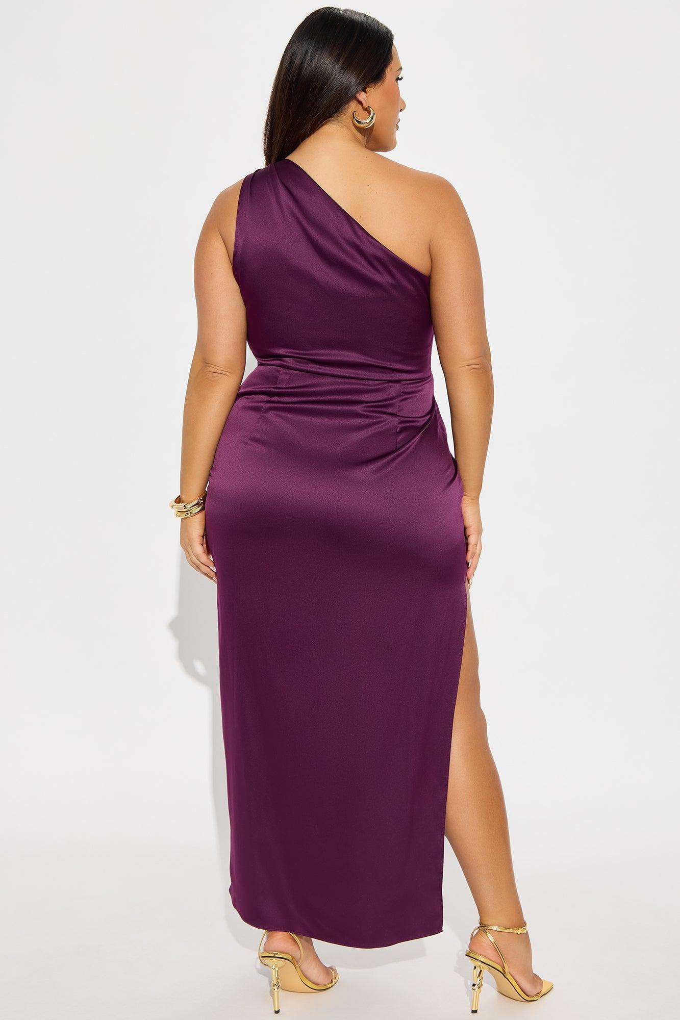 Gracie Satin Maxi Dress - Plum Female Product Image