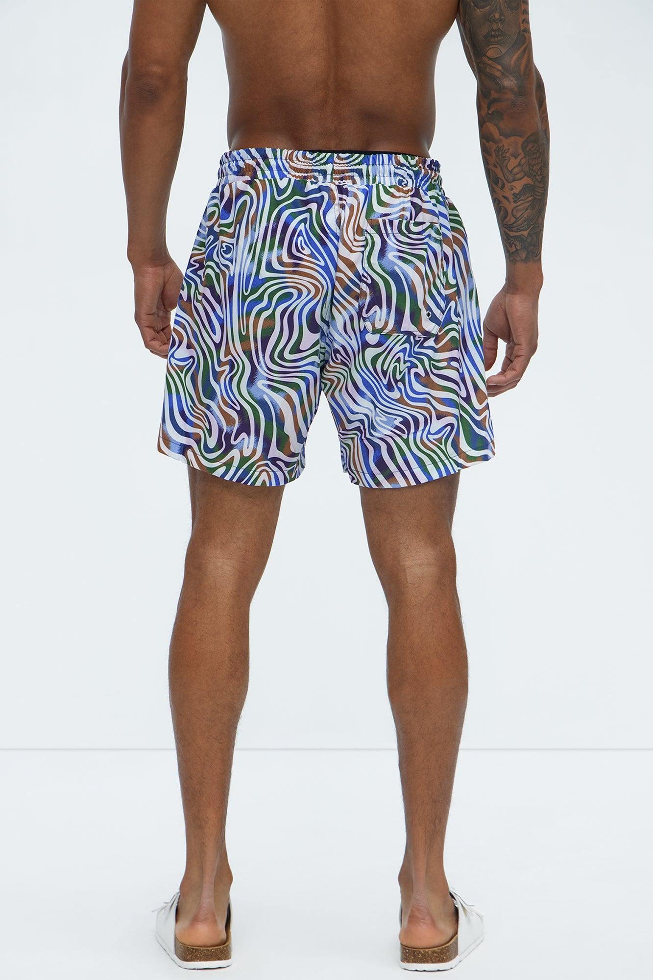 Psychedelic Swirls Swim Mid Trunk - Multi Color Product Image