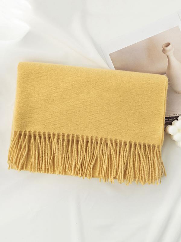 Keep Warm Solid Color Tasseled Shawl&Scarf Product Image