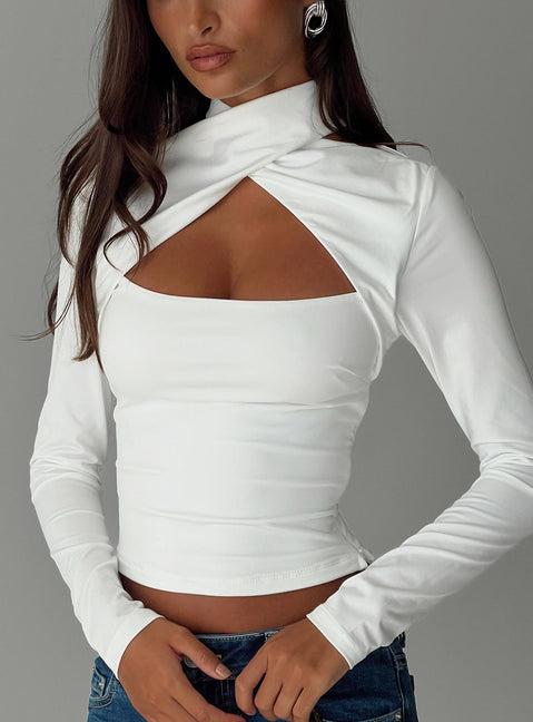 Ganz Long Sleeve Top White Product Image