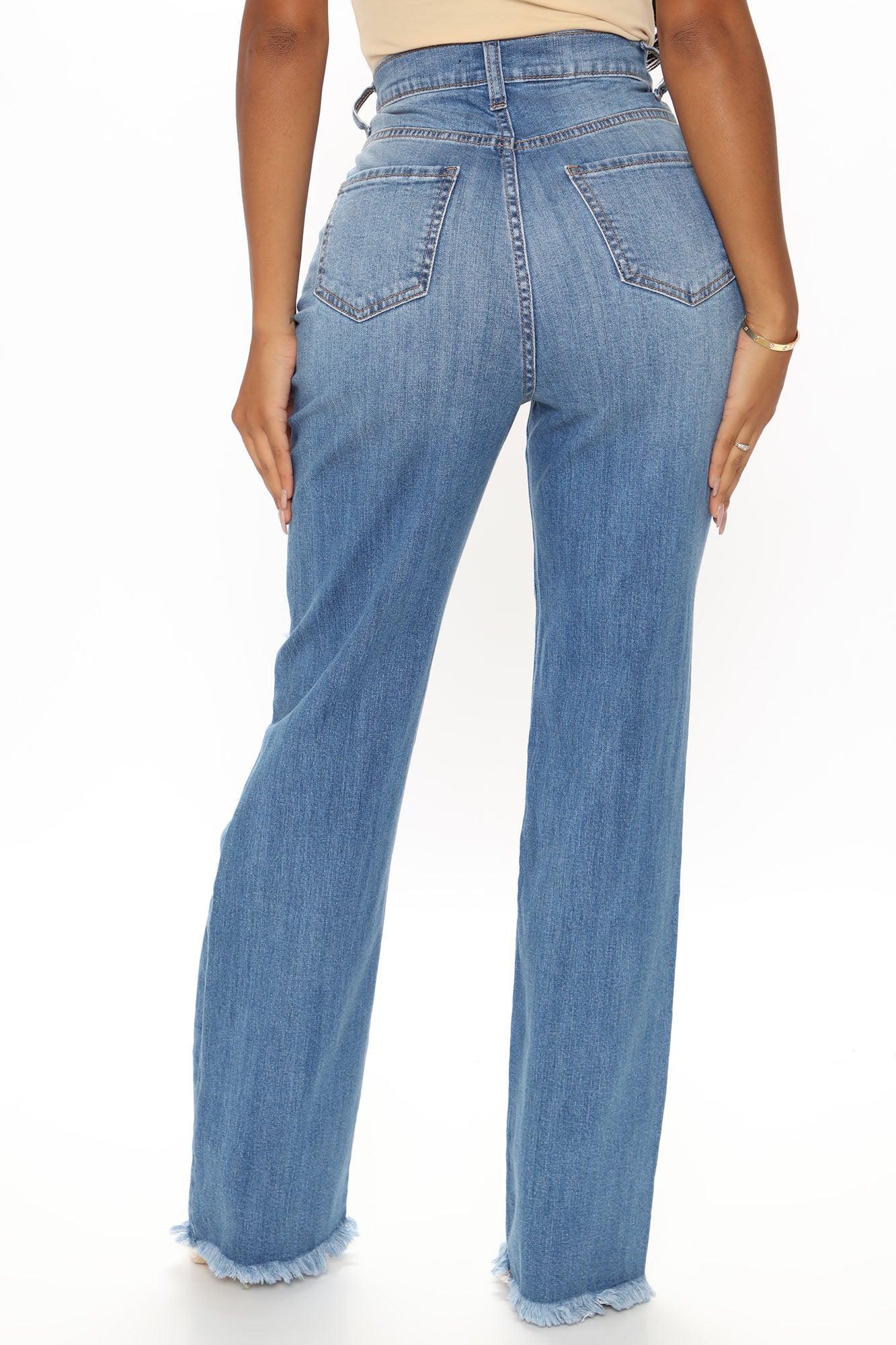 Don't Get Crossed Over Slouch Fit Jeans - Medium Blue Wash Product Image