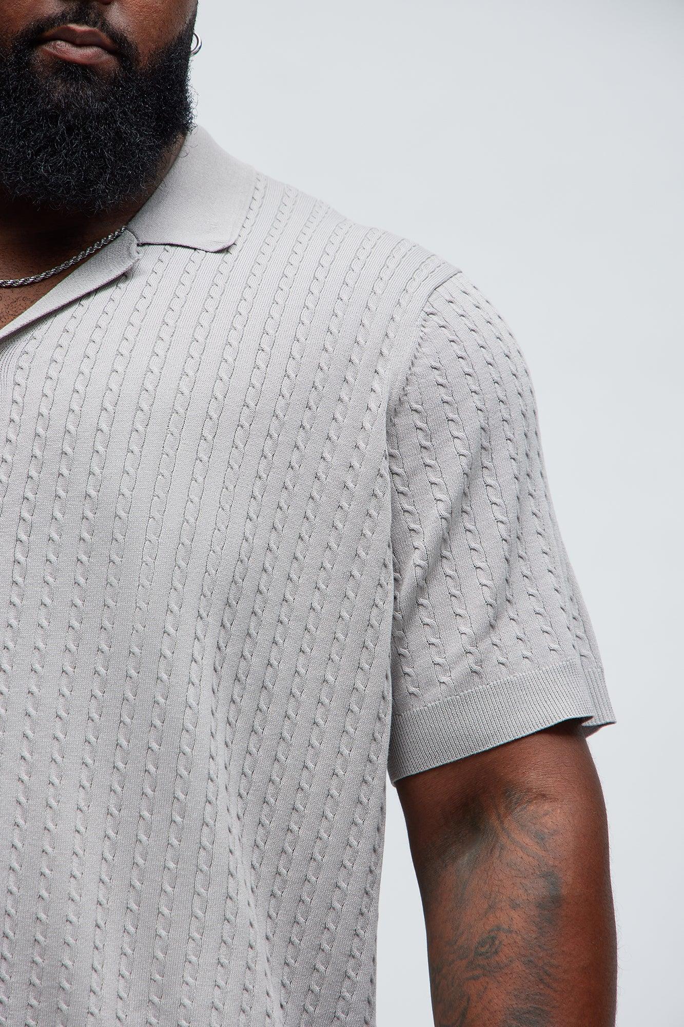 Waterfall Textured Polo Cardigan - Taupe Product Image