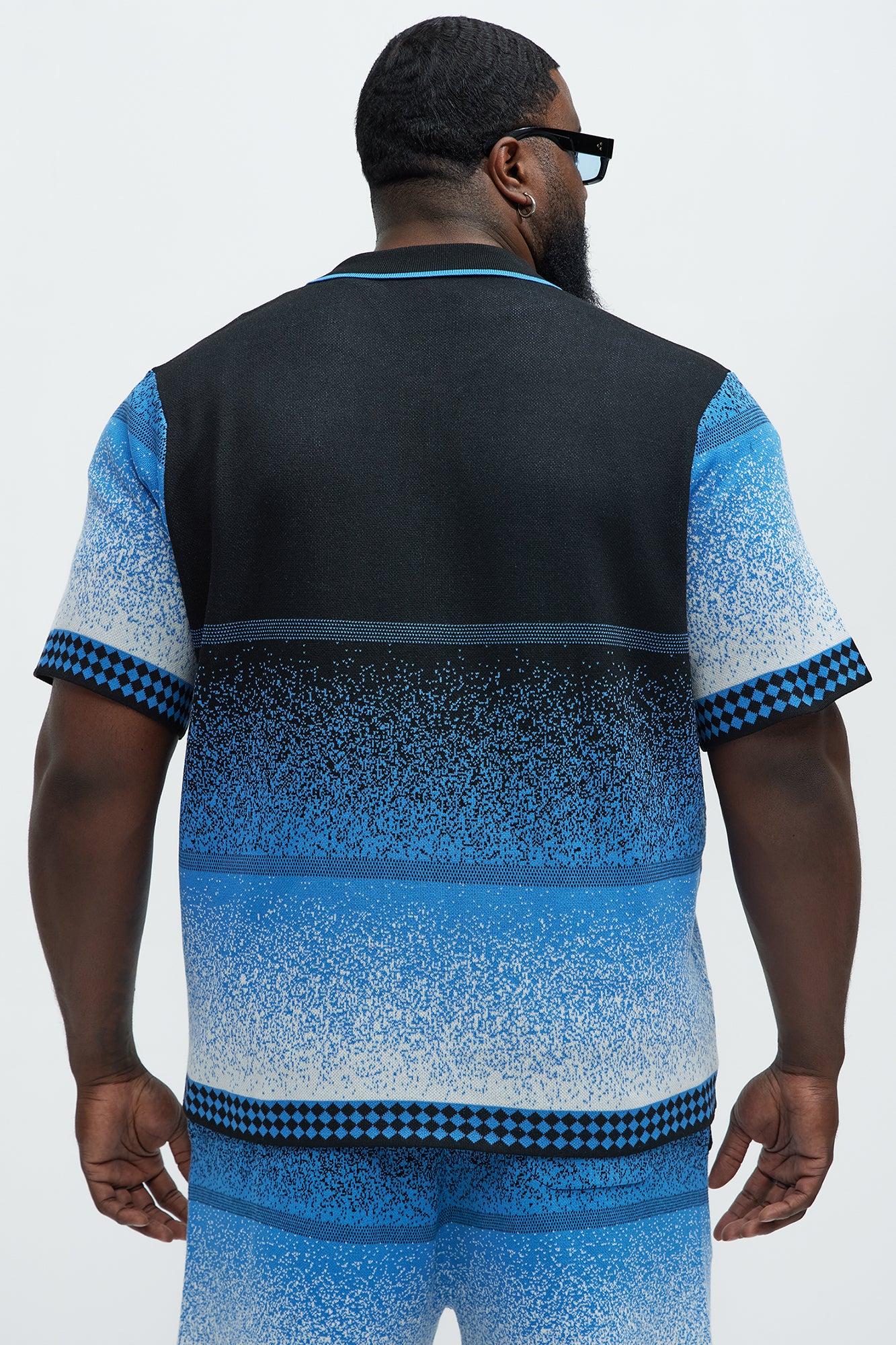 Day To Night Gradient Short Sleeve Knitted Shirt - Multi Color Product Image