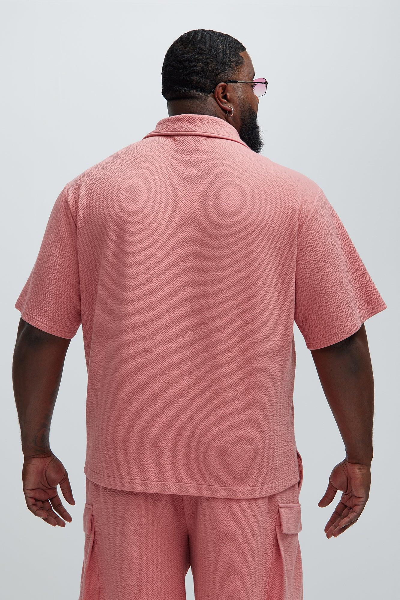 Lewis Zip Up Shirt - Pink Product Image