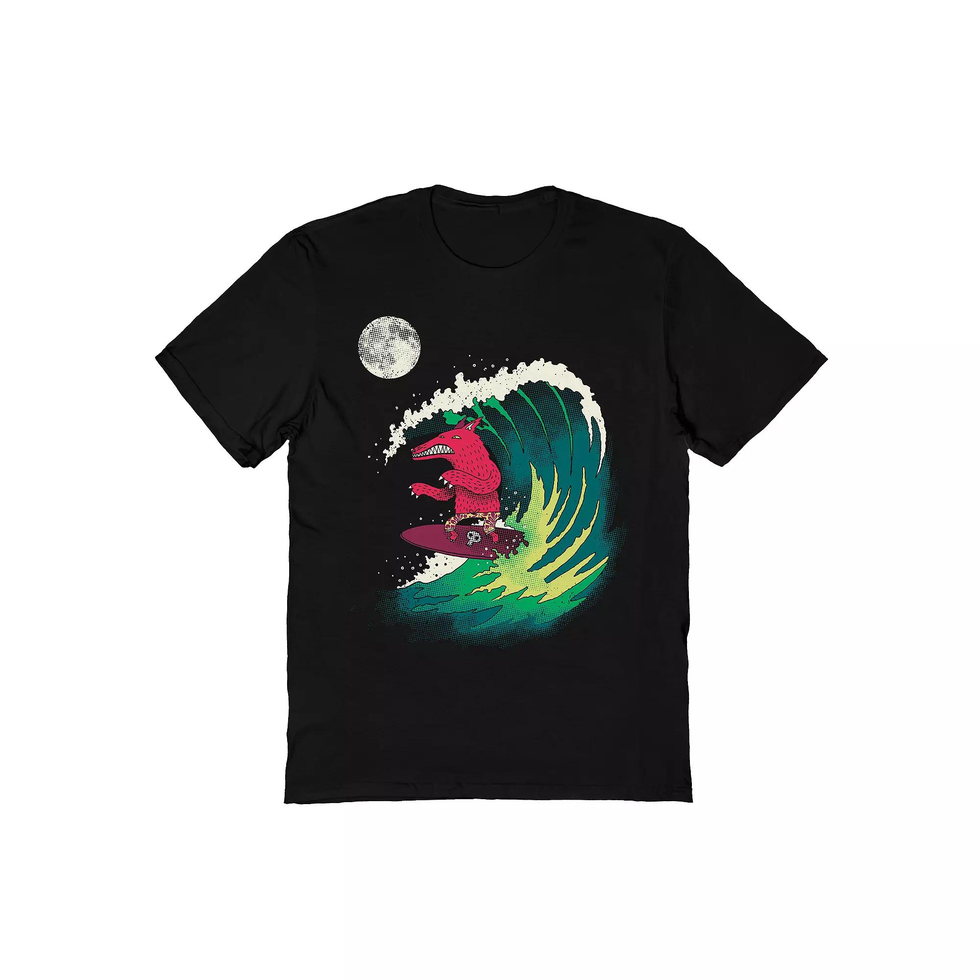 Men's DinoMike Moonlight Surfer Tee, Size: XXL, Black Product Image