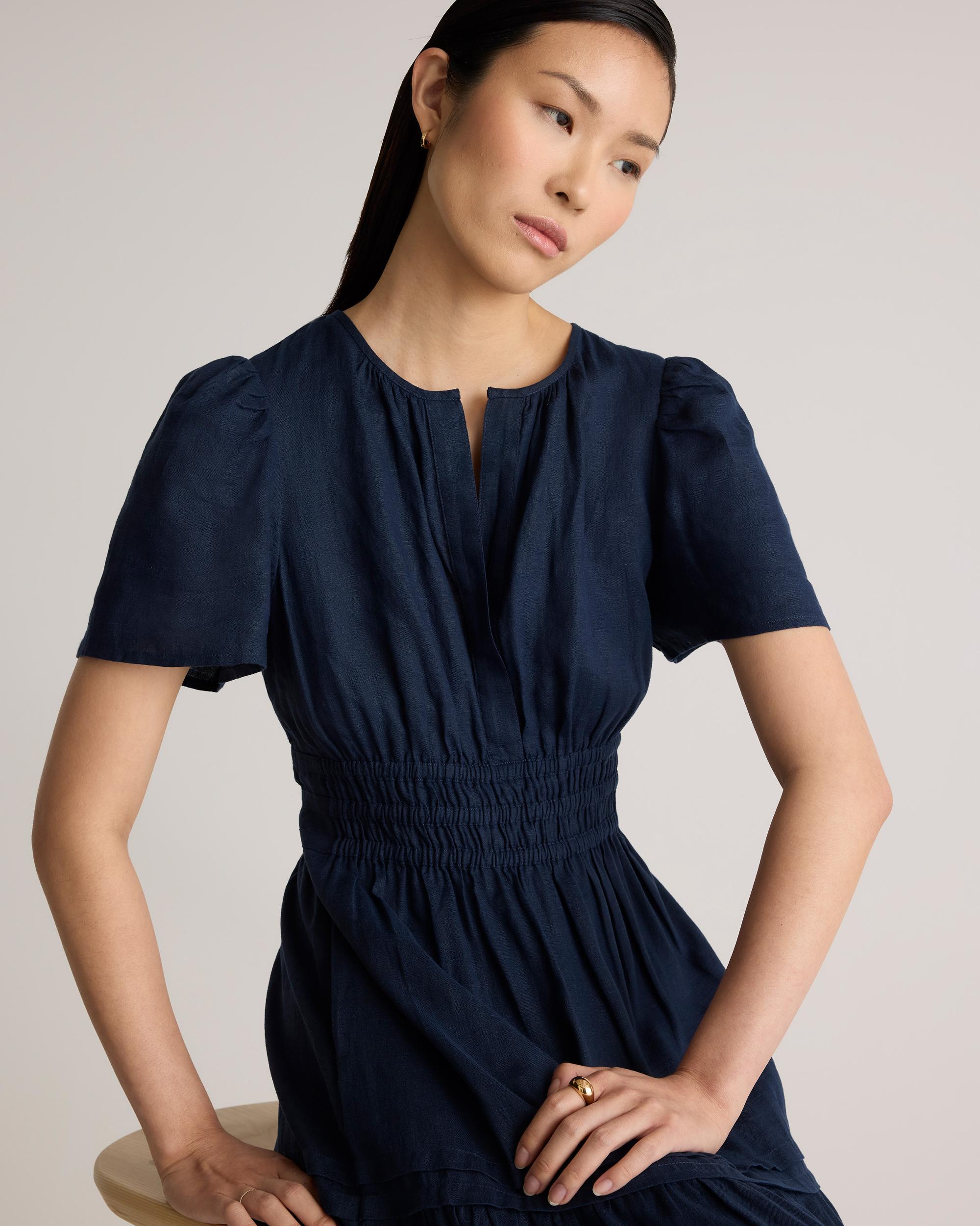 Quince | Women's 100% European Linen Tiered Maxi Dress Size XS Product Image