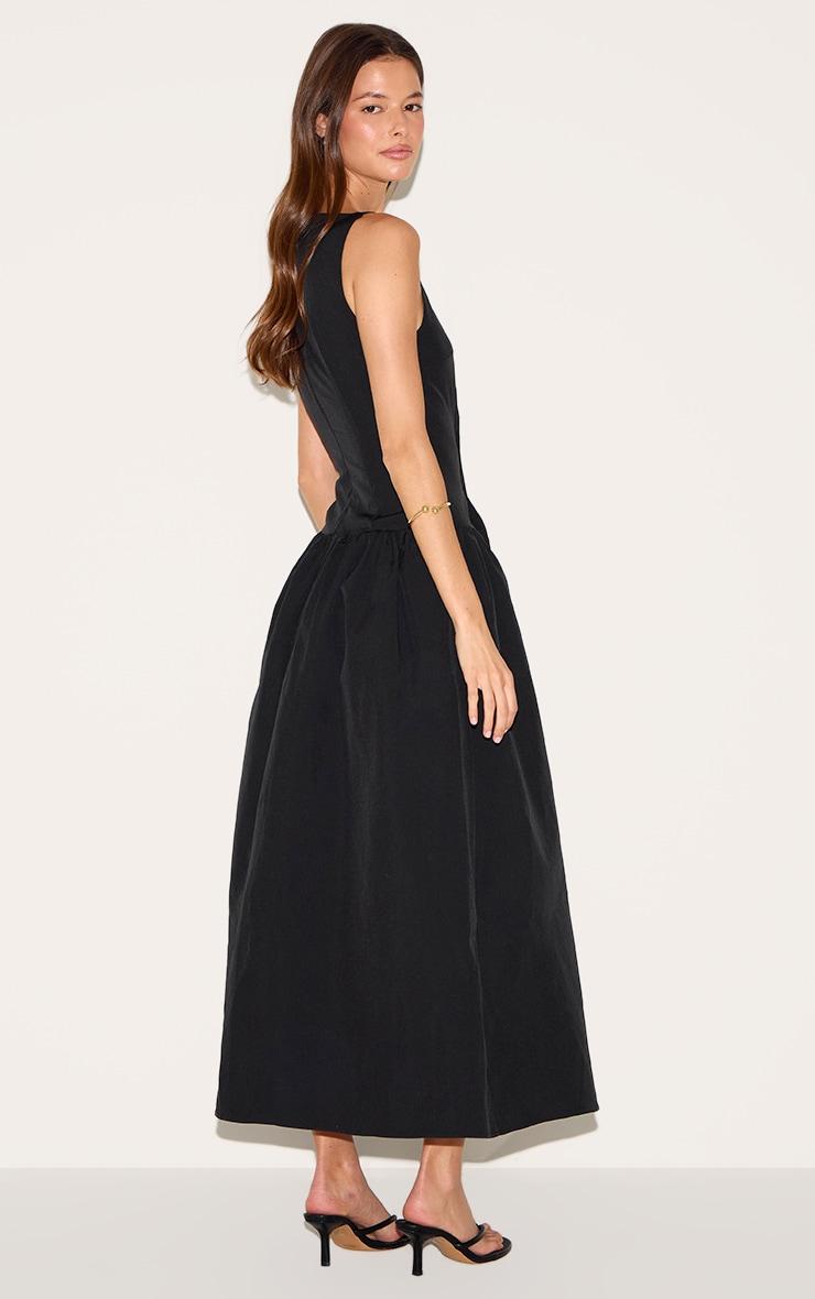 Black Dropped Waist Midaxi Dress Product Image