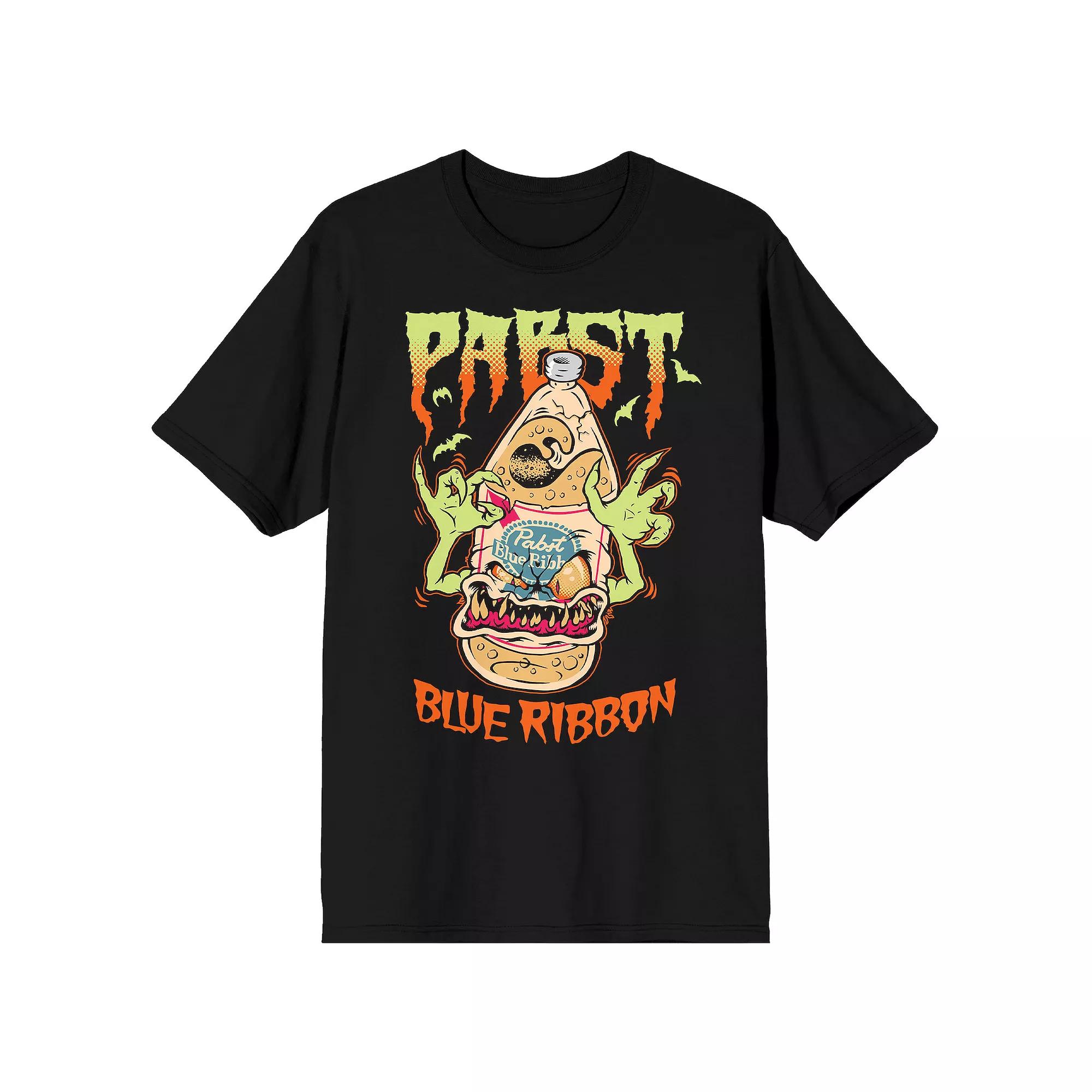 Men's Pabst Blue Ribbon Halloween Beer Bottle Monster Graphic Tee,  Product Image