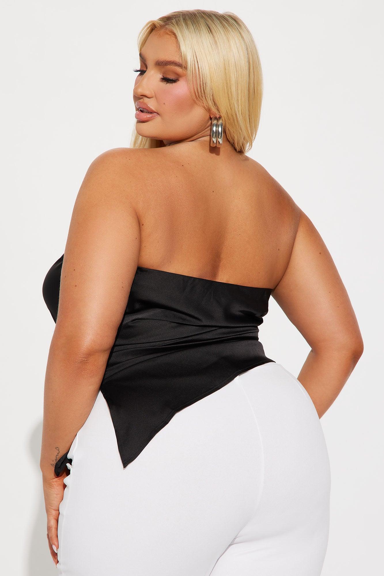 Valerie Asymmetrical Satin Top - Black Product Image