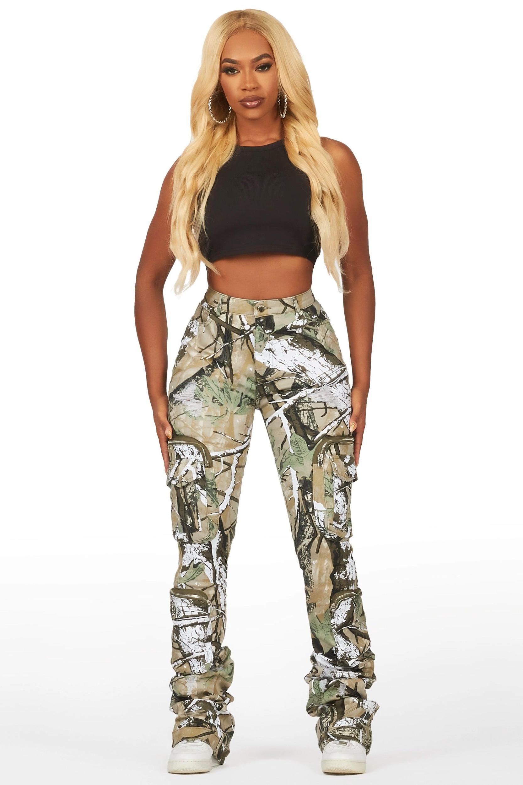 Alisson Tree Camo Cargo Super Stacked Jean Female Product Image