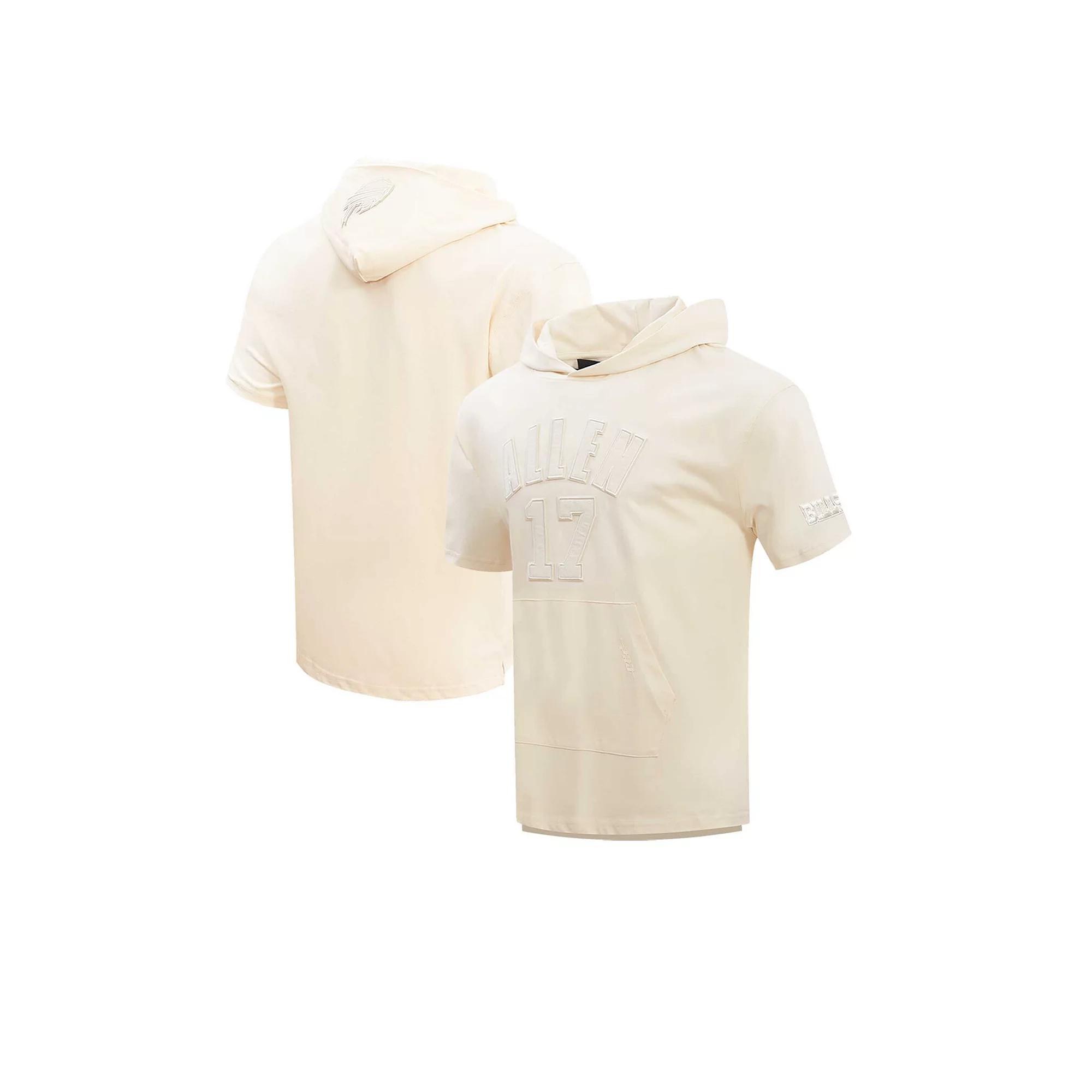 Men's Josh Allen Oatmeal Buffalo Bills Player Name & Number Neutral Short Sleeve Pullover Hoodie,  Product Image