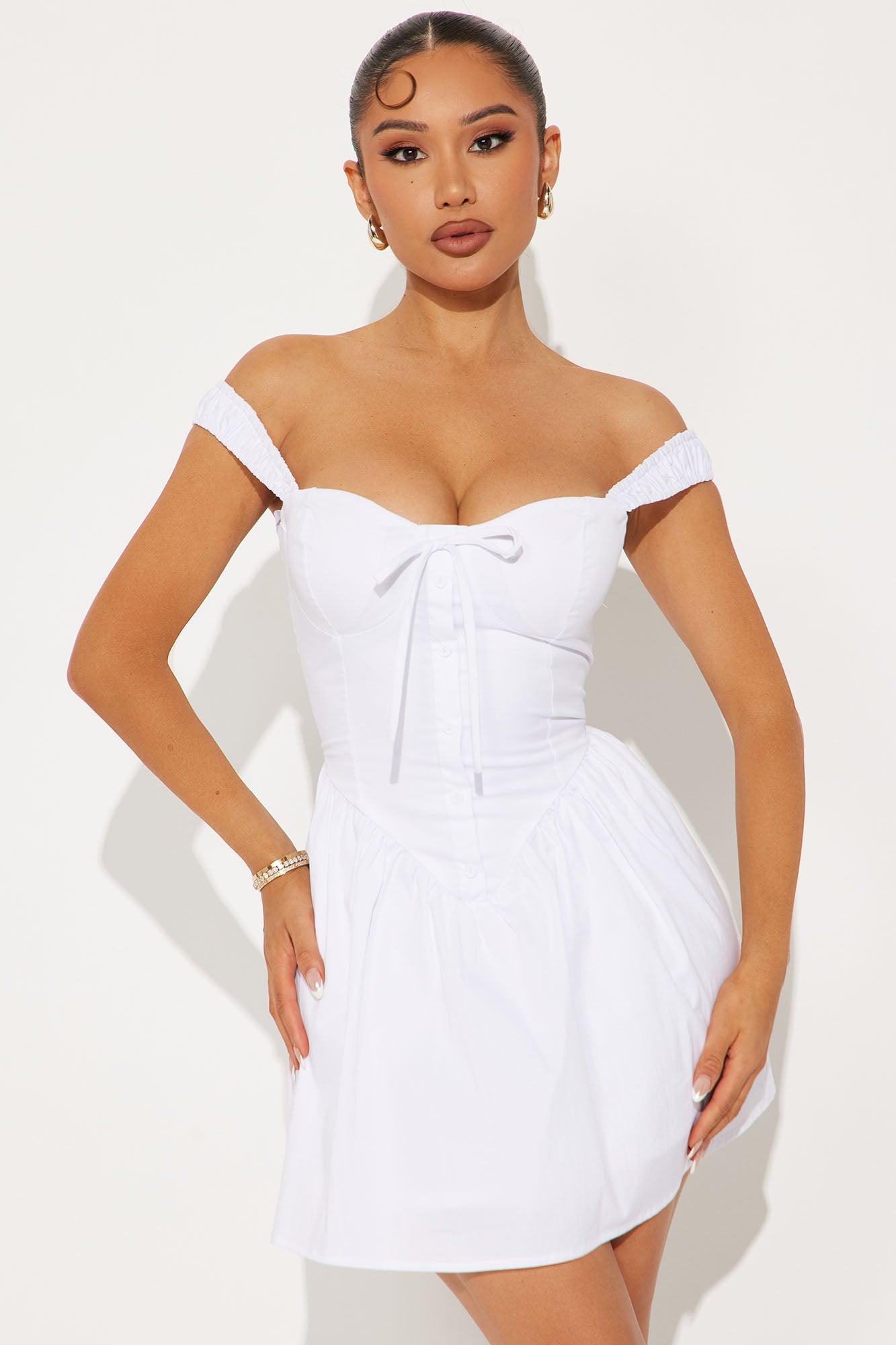 Kendra Poplin Micro Mini Dress - White Product Image