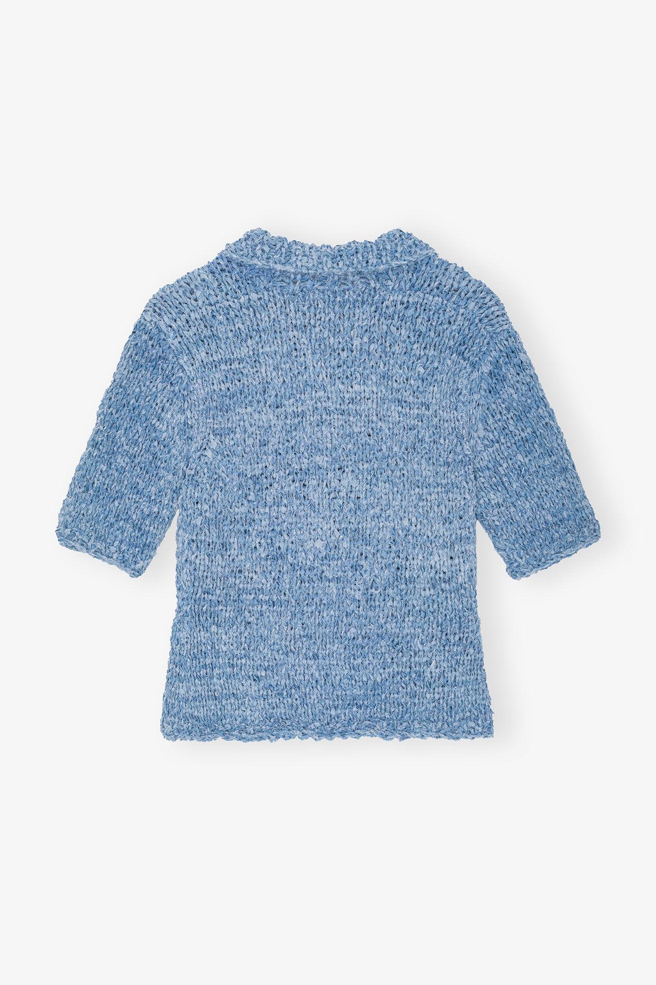 Blue Denim Handknit Polo Product Image