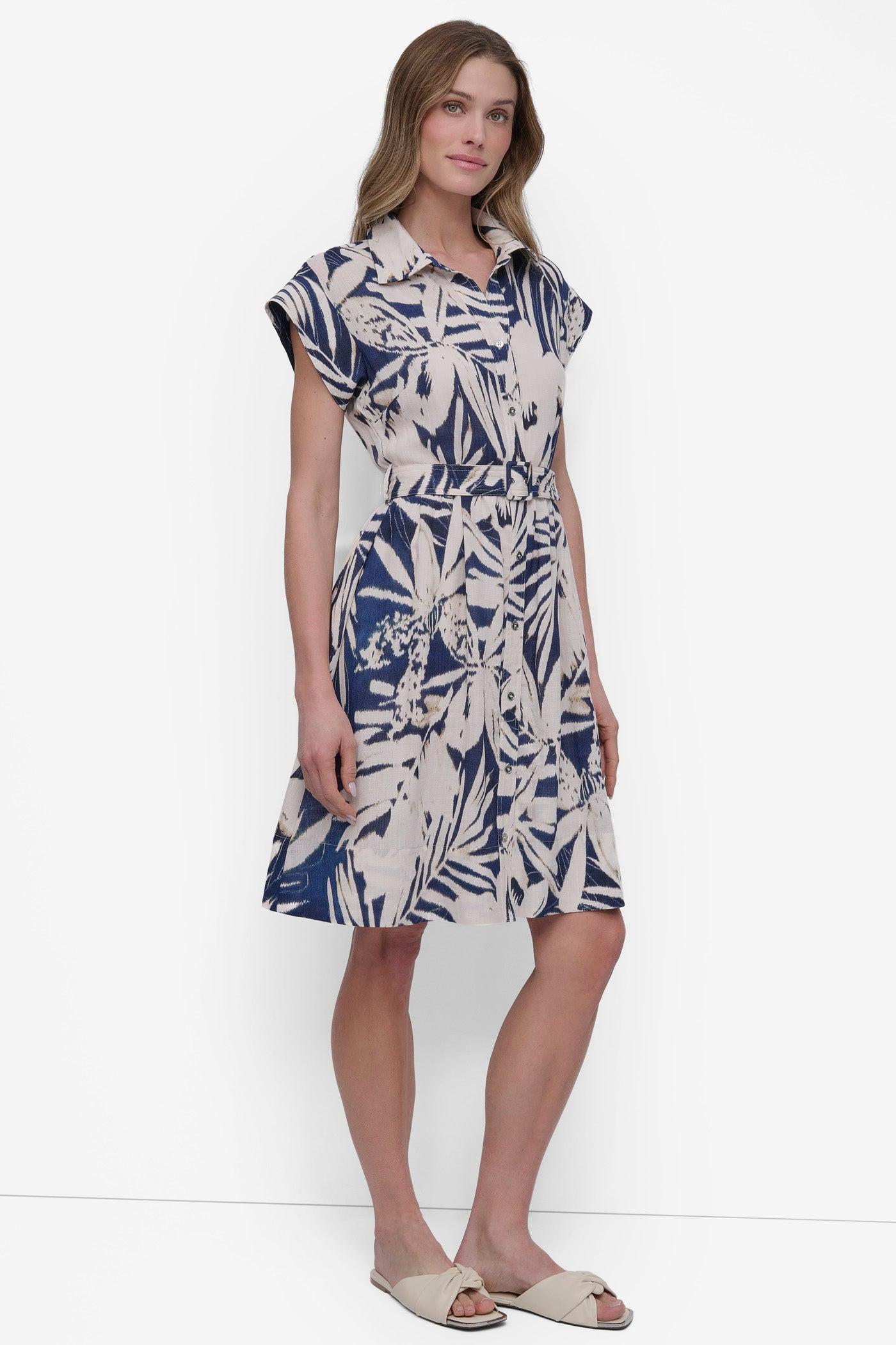 BELTED FLORAL SHIRT DRESS Product Image