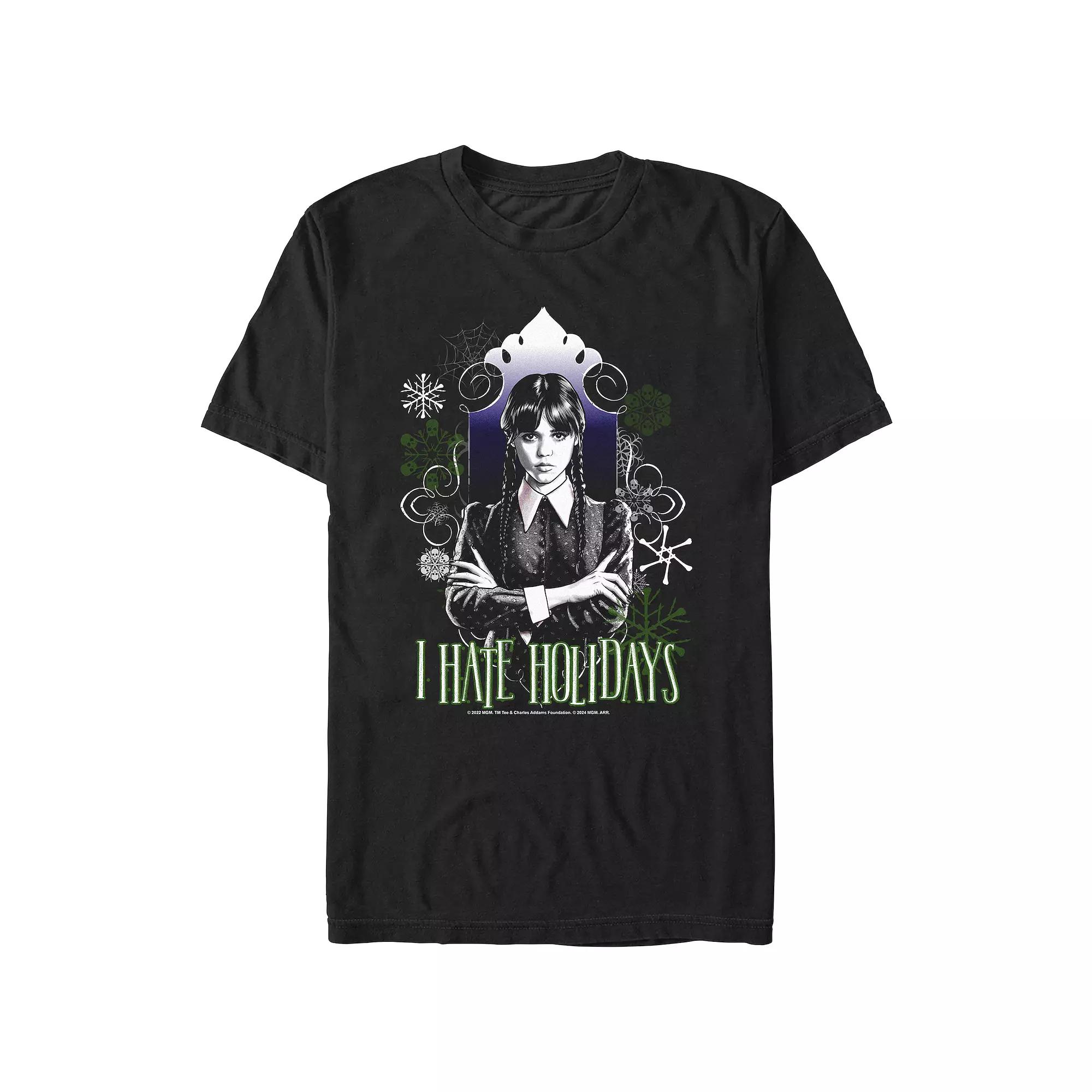 Men's Wednesday I Hate Holidays Graphic Tee, Size: XXL, Black Product Image