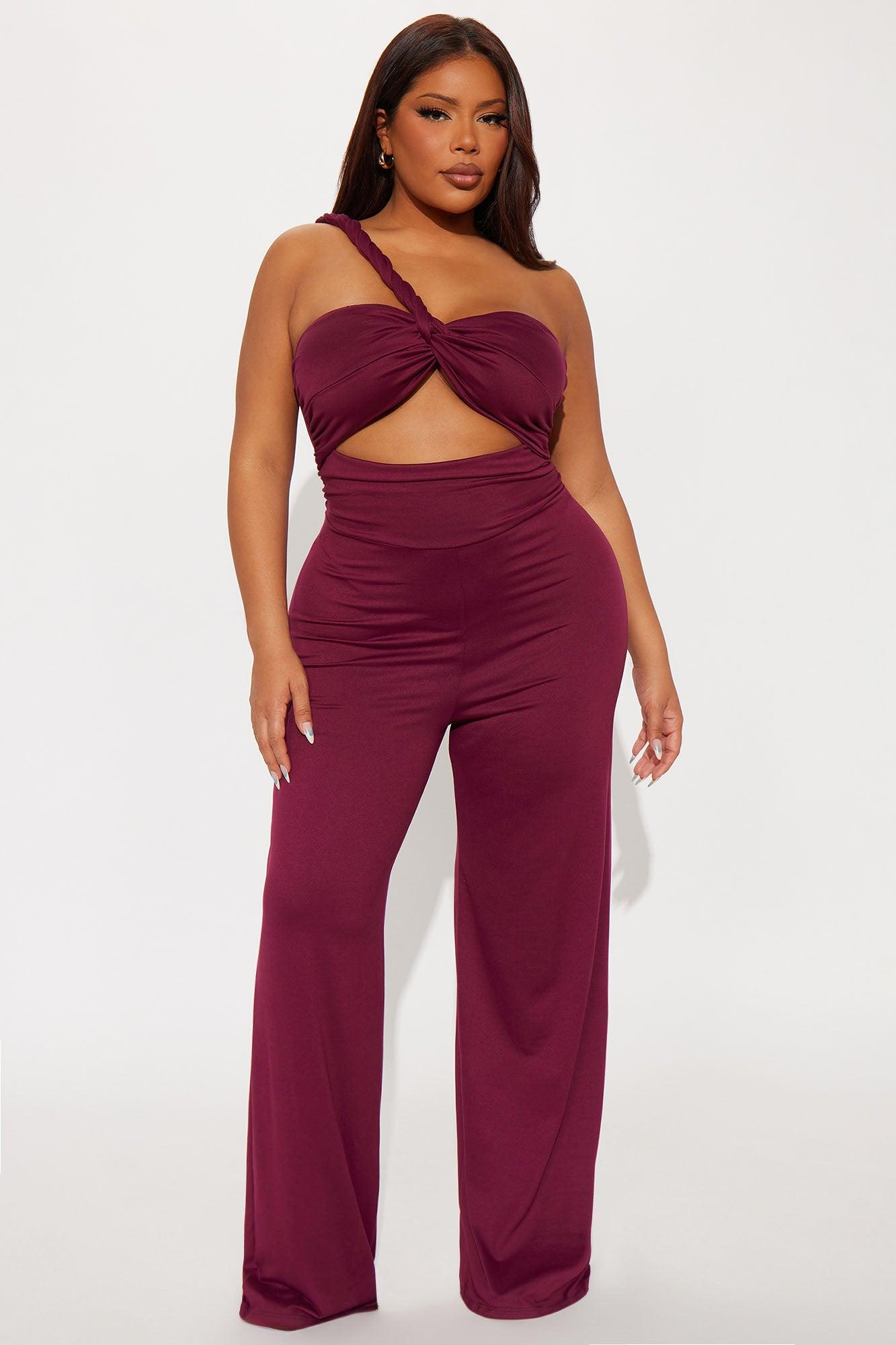 Brezzy Braided Cut Out Jumpsuit - Wine Female Product Image