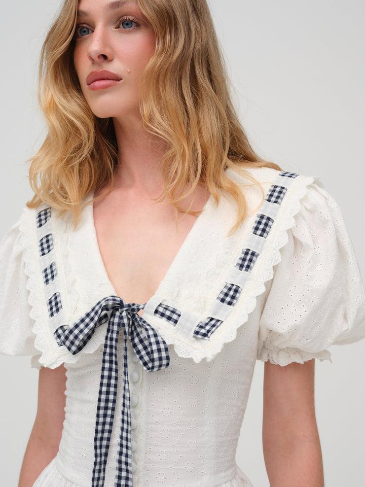 Ruby Ribbon Mini Dress — White Product Image