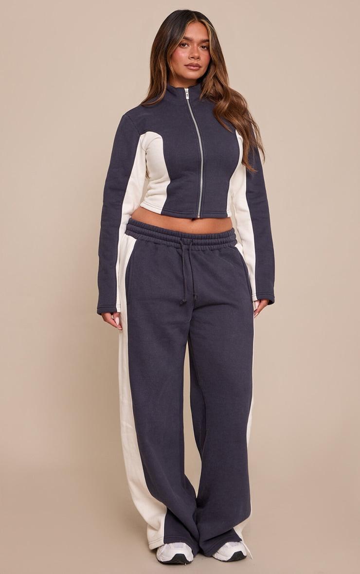 Shape Navy Contrasting Side Panel Zip Through Hoodie Product Image
